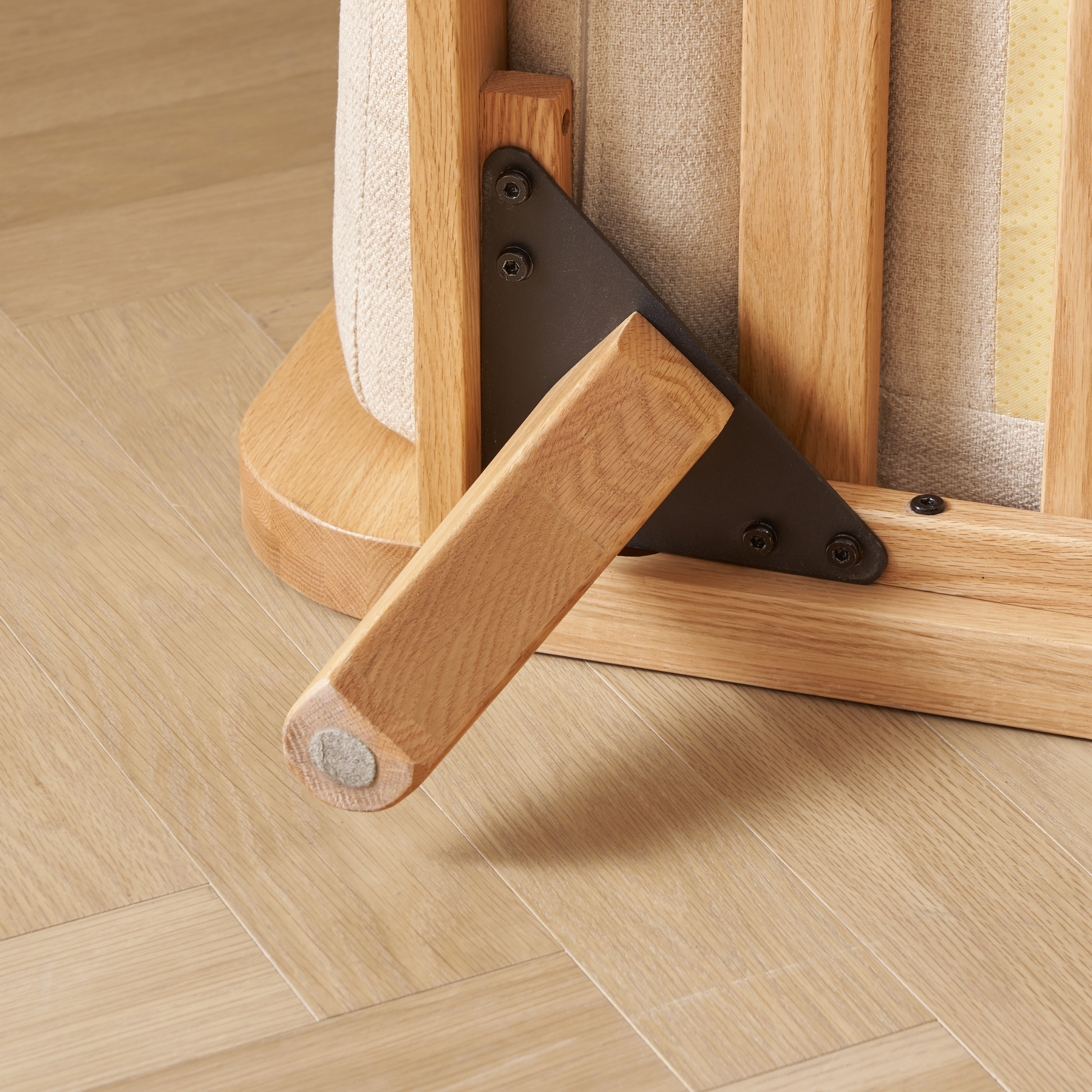 Solidwood Sanfi Linen Armchair, Oak