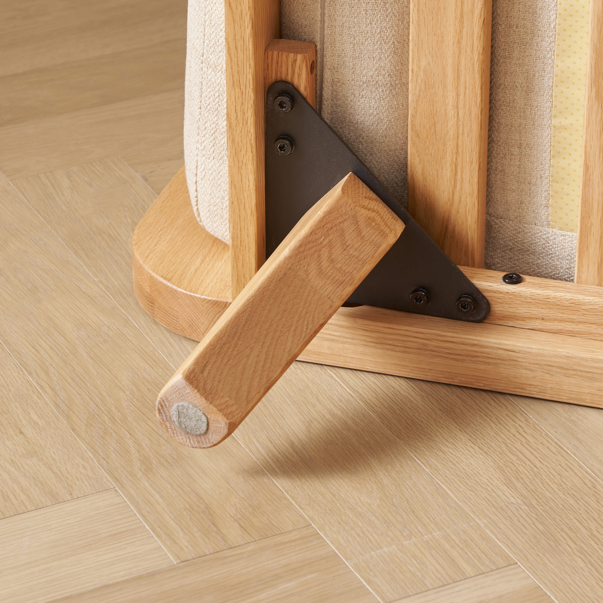 Solidwood Sanfi 3-Seater Linen Sofa, Oak