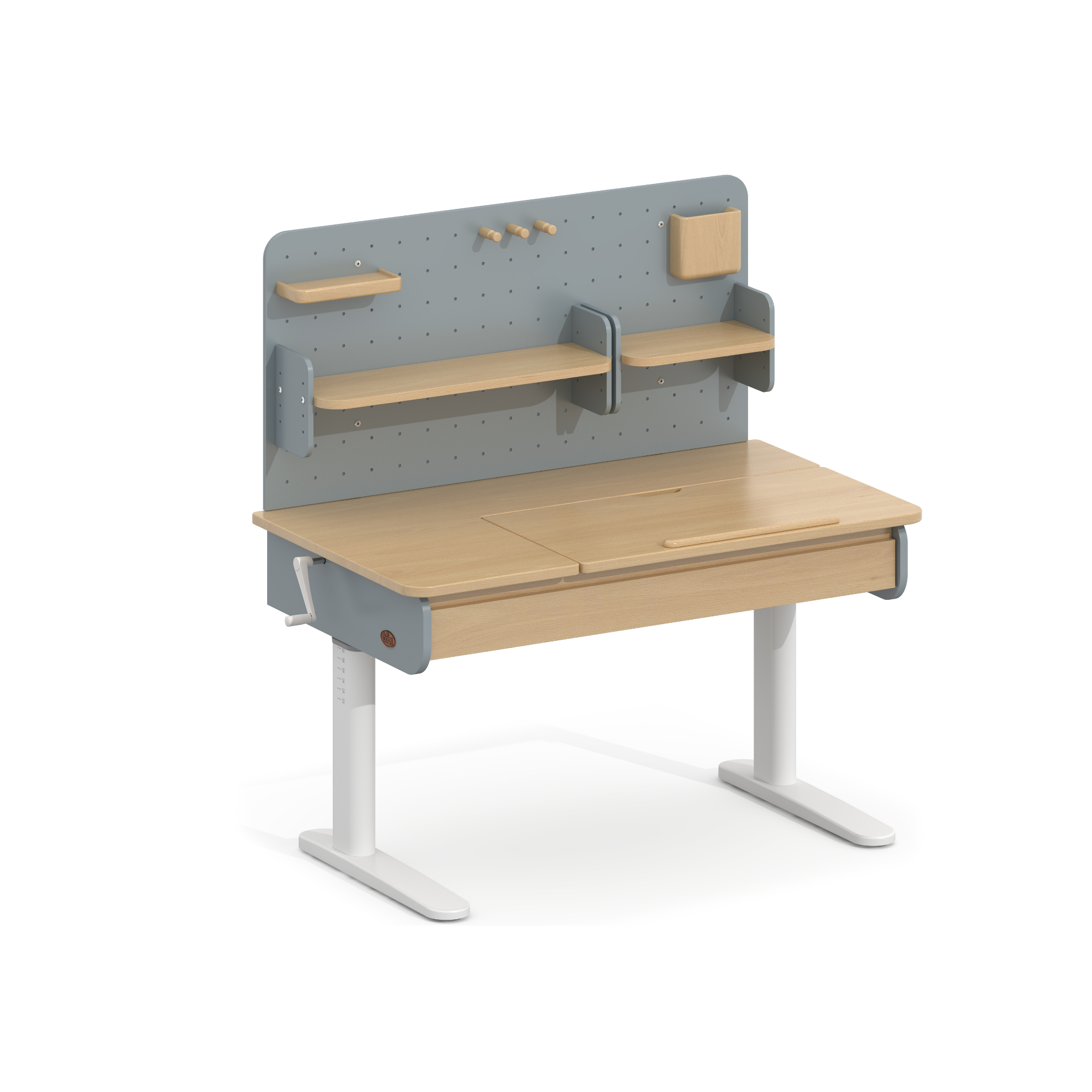 Boori Ergonomic Kids Desk (118cm) With Pegboard Hutch Package, Blueberry