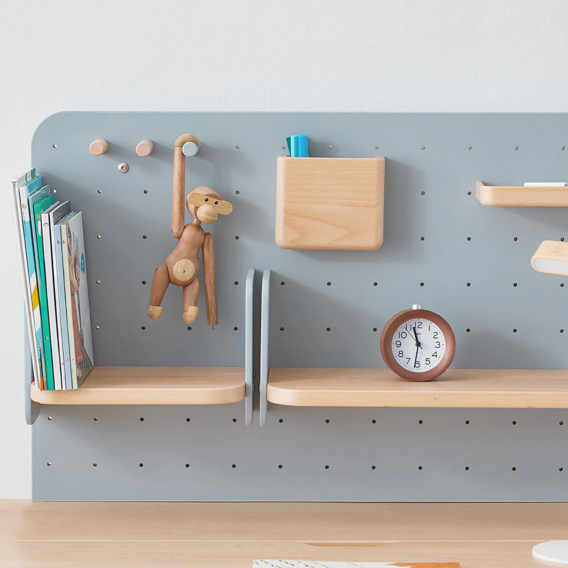 Boori Ergonomic Kids Desk (118cm) With Pegboard Hutch Package, Blueberry