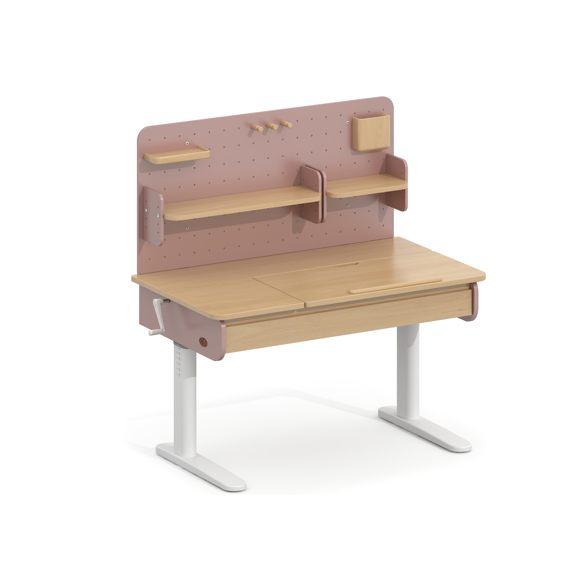Boori Ergonomic Kids Desk (118cm) With Pegboard Hutch Package, Cherry