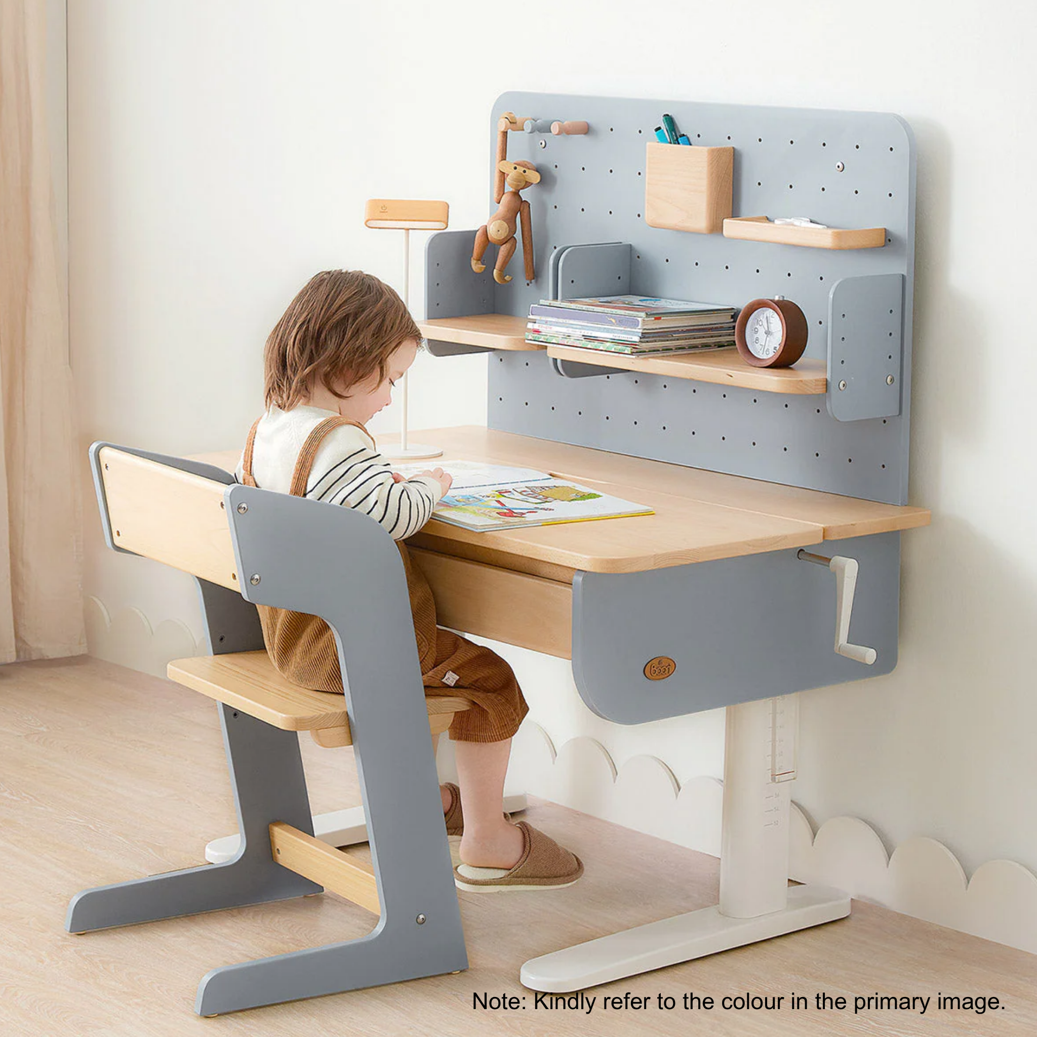Boori Ergonomic Kids Desk (118cm) With Pegboard Hutch Package, Cherry