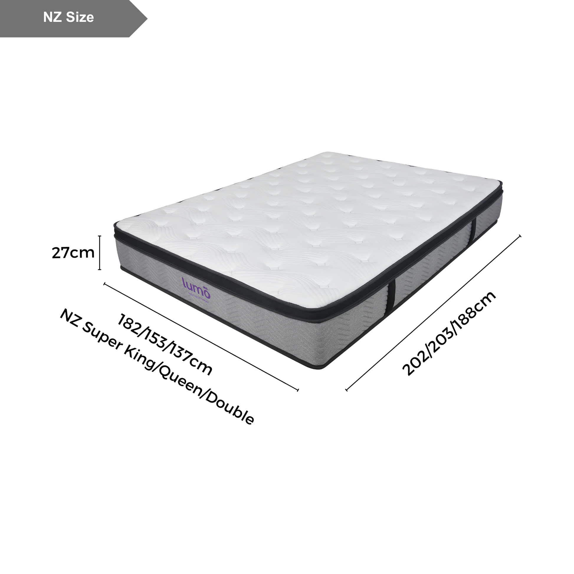 Lumo Breeze Hybrid Mattress - Medium, White