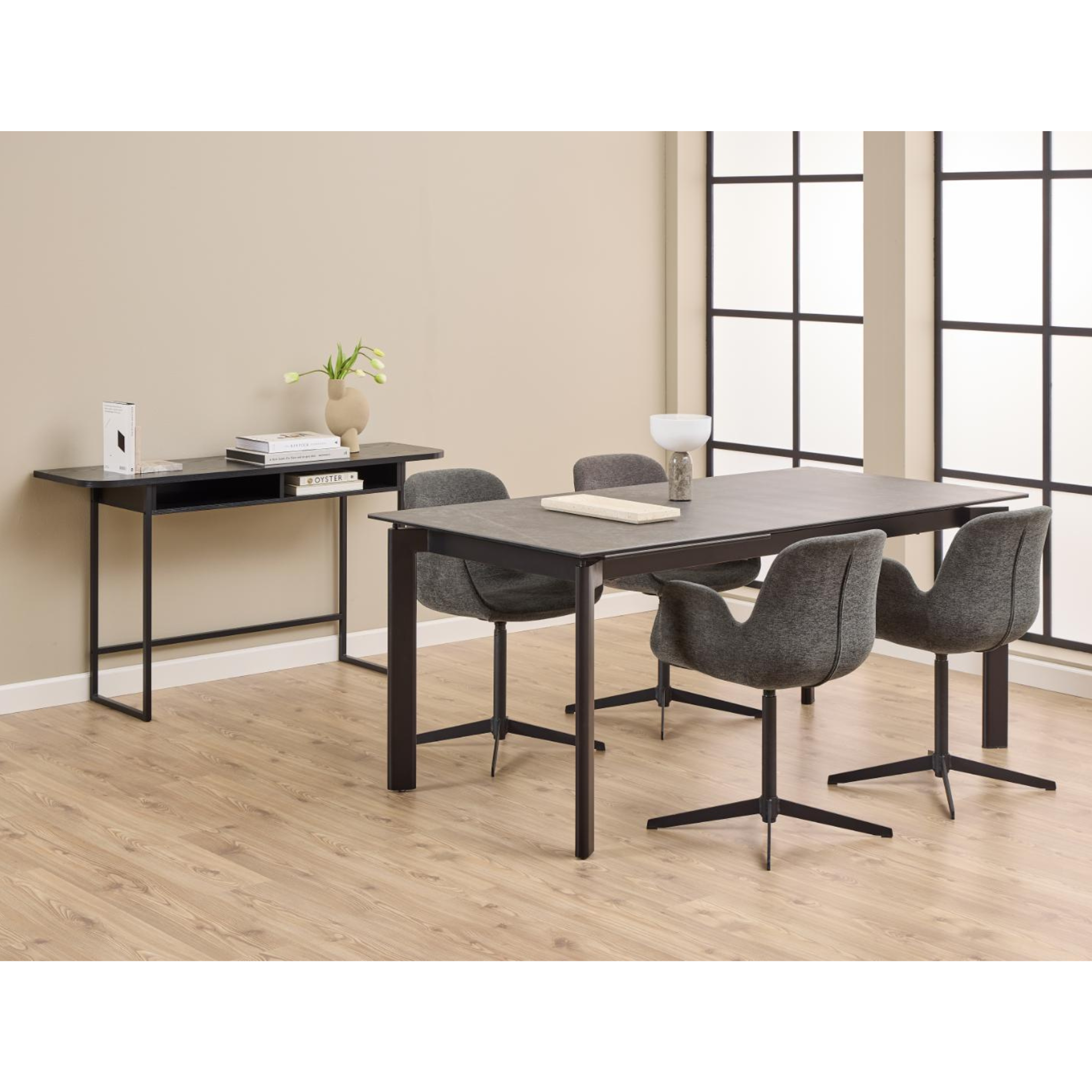 Hjem Design Darwen Console Table, Dark Wood