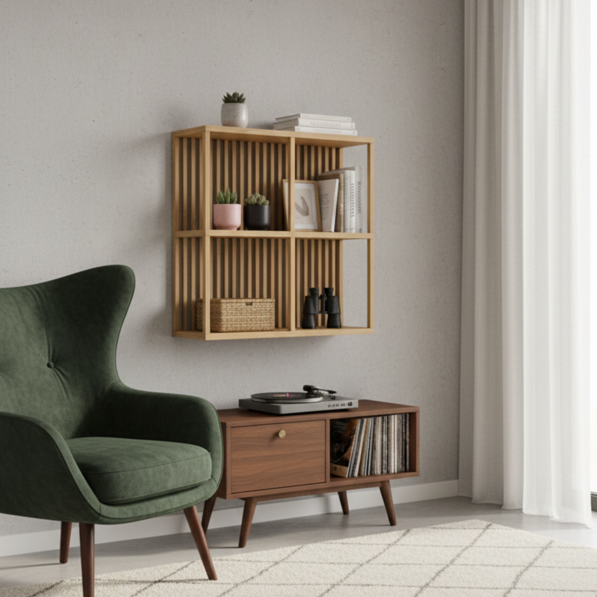 Hjem Design Weldon Wall-mounted Shelving Unit, 67x31x69cm