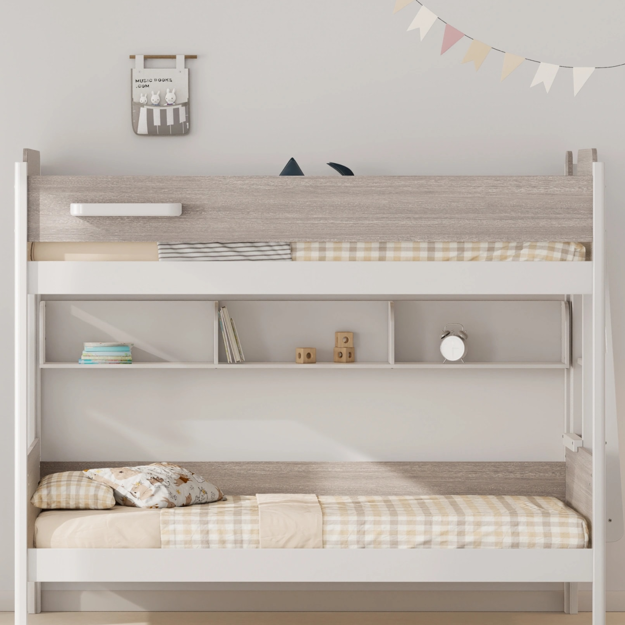 Boori Natty Kids Bookshelf for King Single Bunk/Loft, Barley White