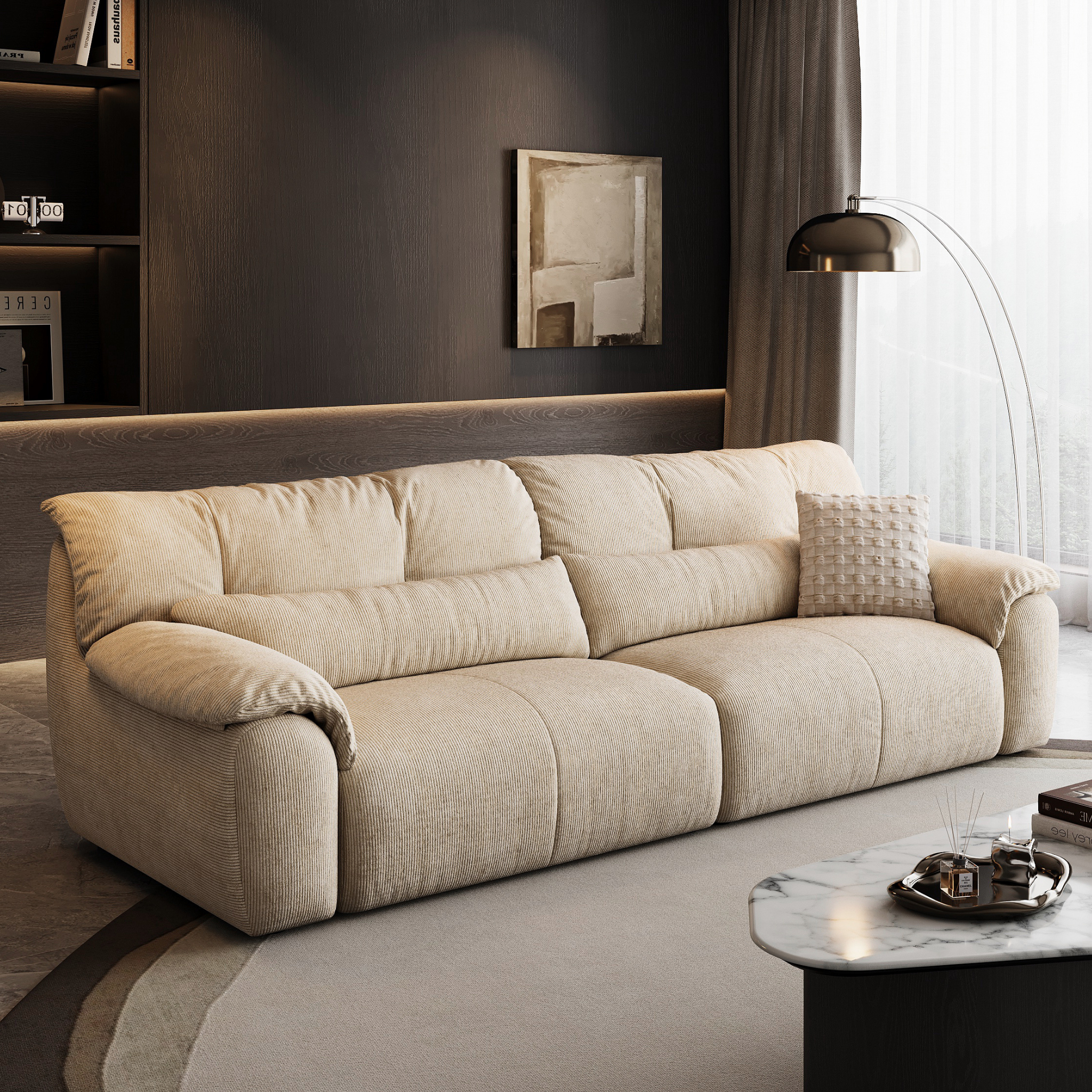 Linspire Serenity 4-Seater Sofa, Corduroy, Beige