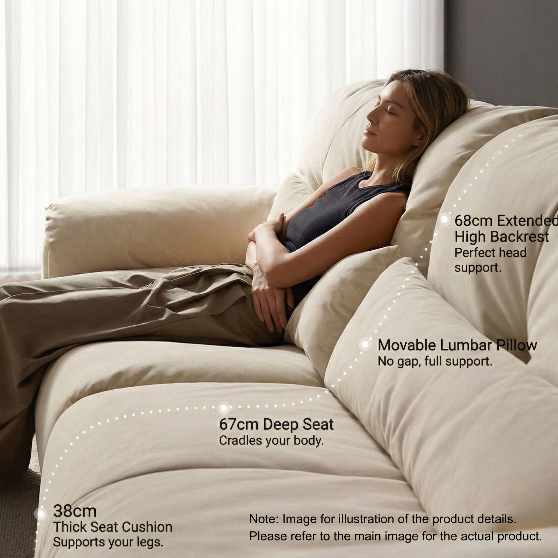 Linspire Serenity 4-Seater Sofa, Corduroy, Beige