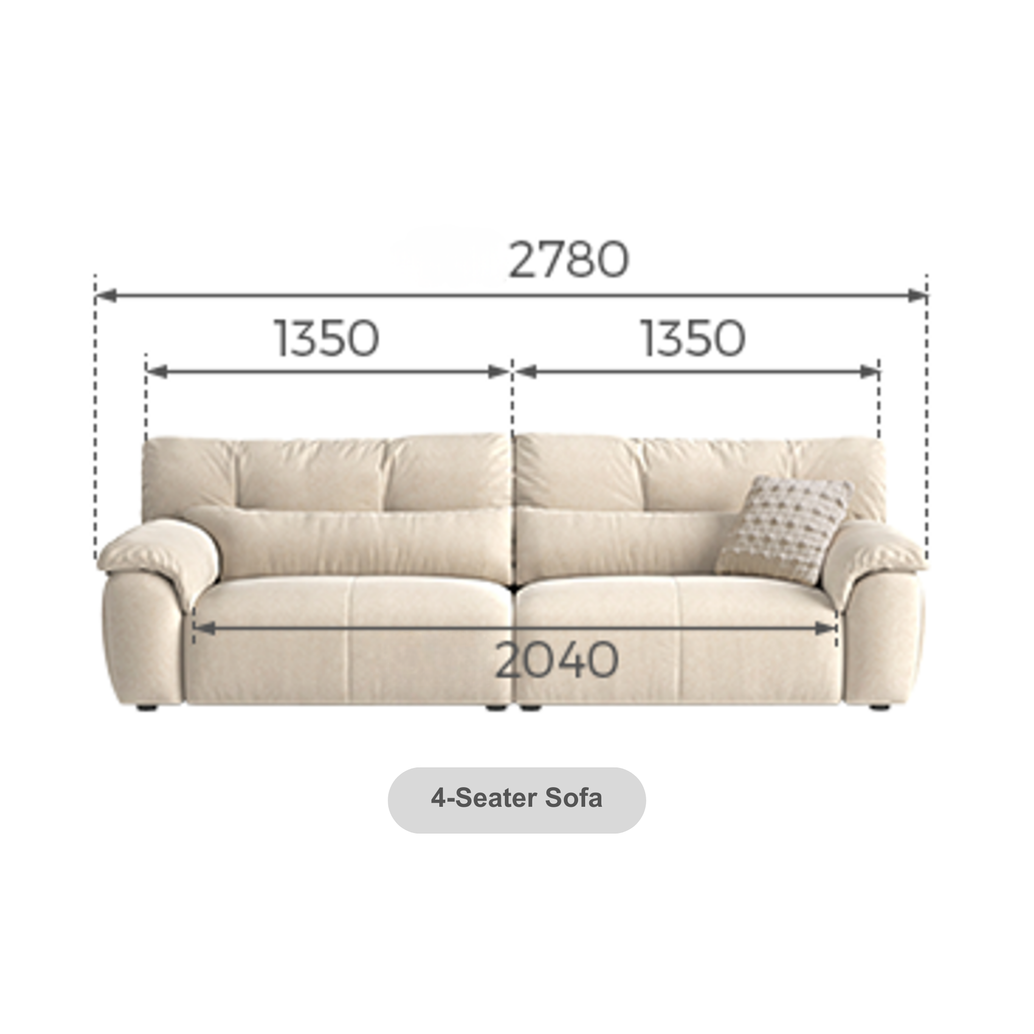 Linspire Serenity 4-Seater Sofa, Pet-Friendly Fabric, Beige