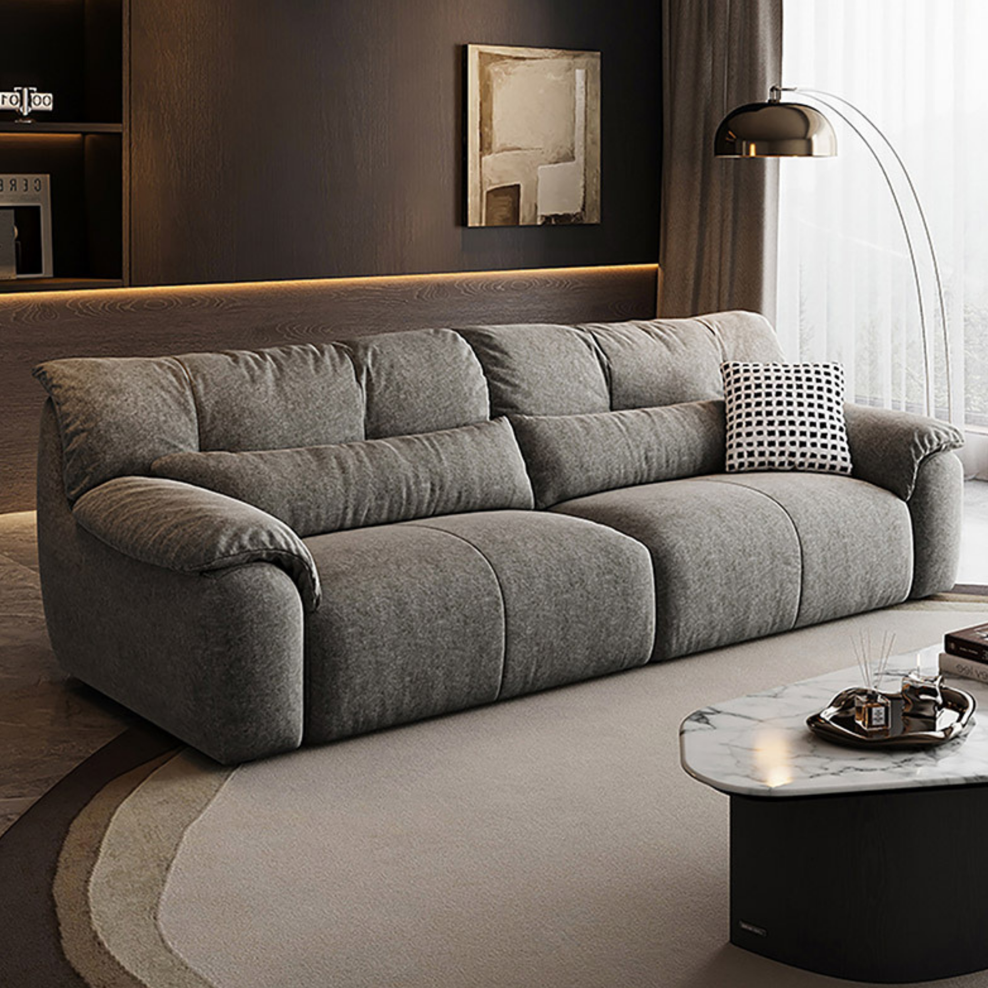 Linspire Serenity 4-Seater Sofa, Pet-Friendly Fabric, Grey