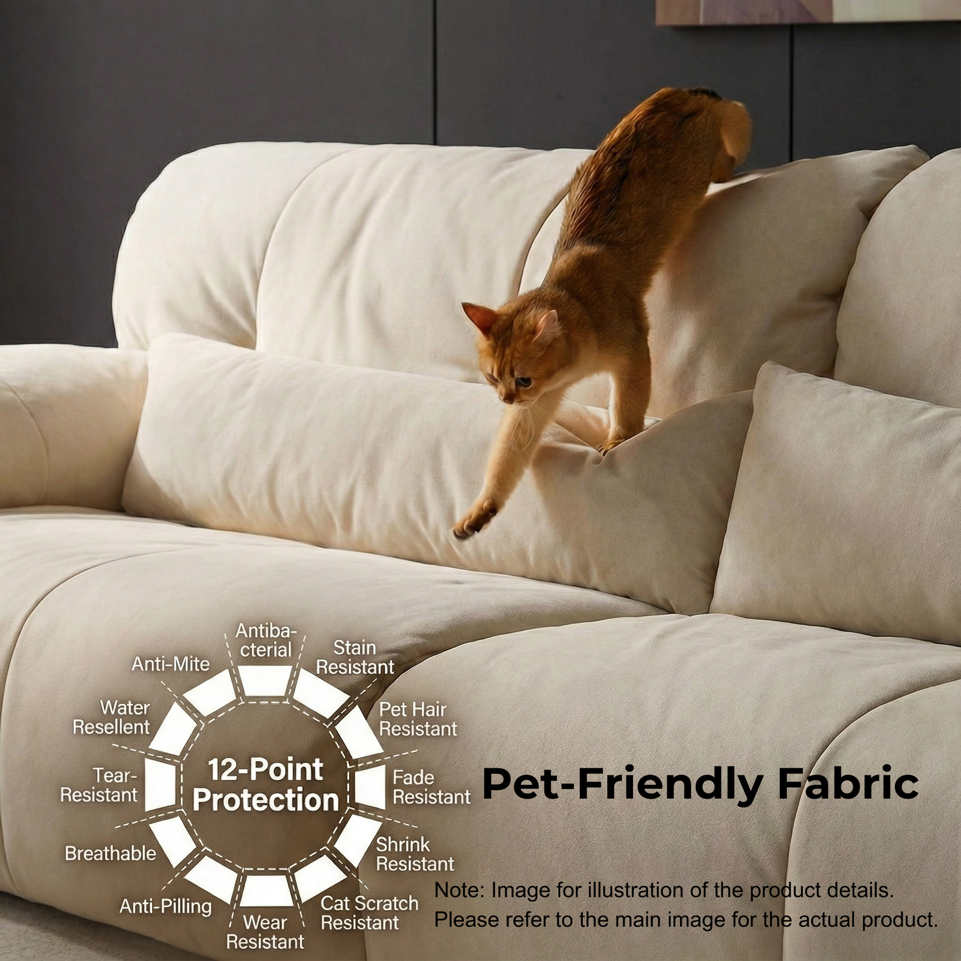 Linspire Serenity 4-Seater Sofa, Pet-Friendly Fabric, Grey