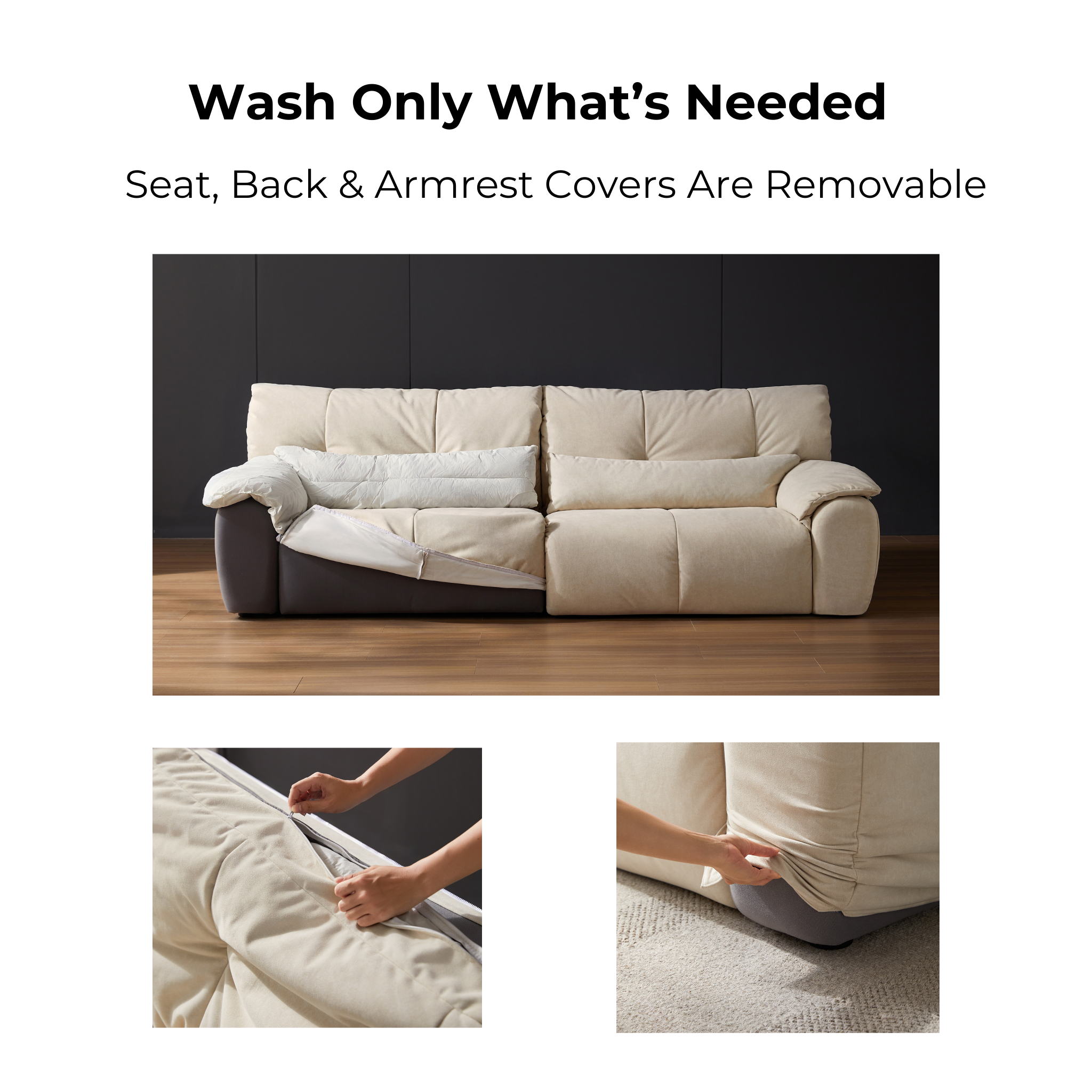 Linspire Serenity 4-Seater Sofa, Pet-Friendly Fabric, Grey