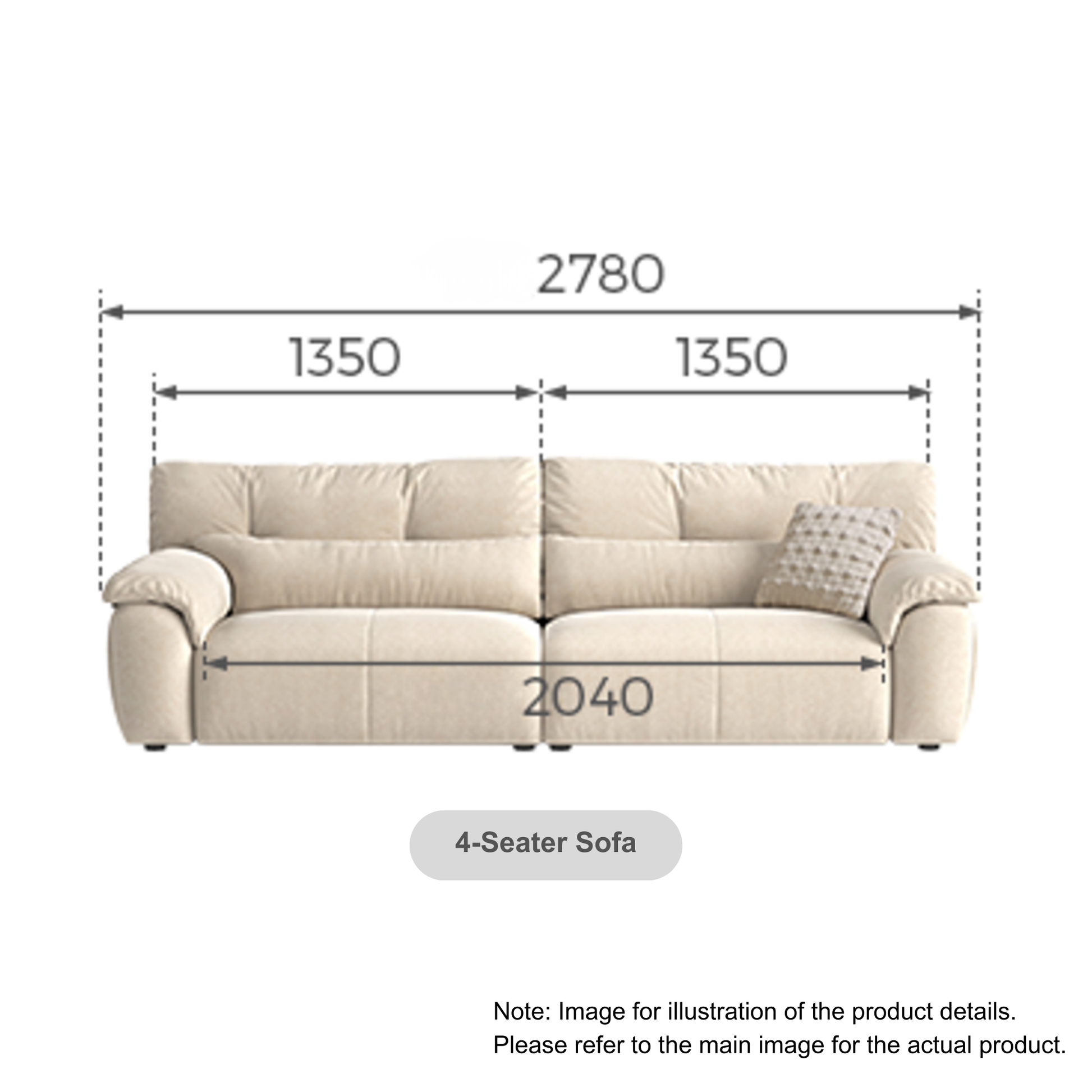 Linspire Serenity 4-Seater Sofa, Pet-Friendly Fabric, Grey