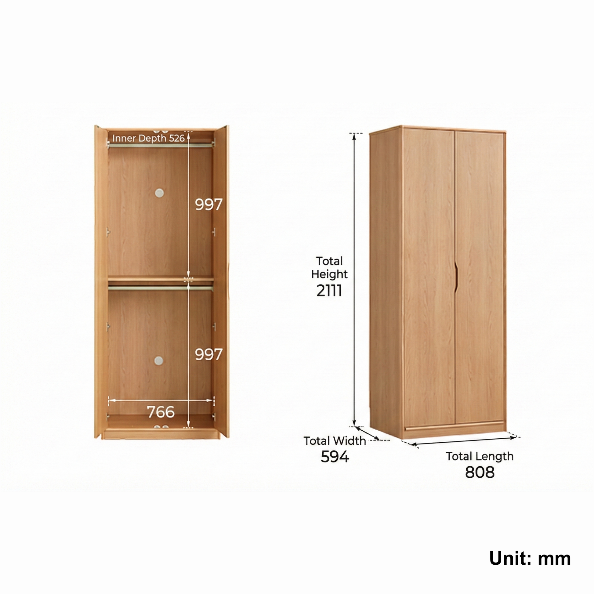 Linspire Aalto 2-Door Wardrobe