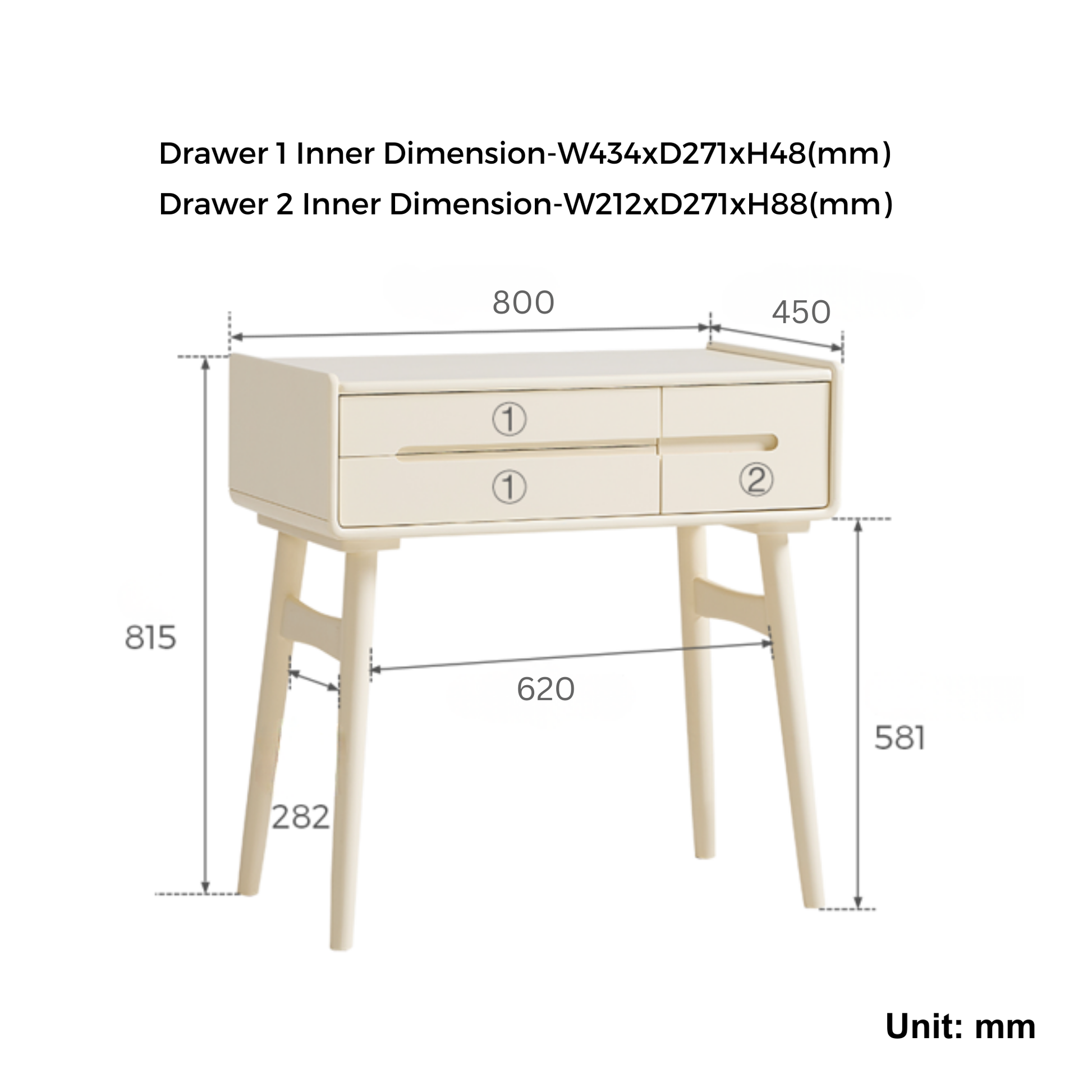 Linspire Luna Solid Wood Dressing Table, W80cm