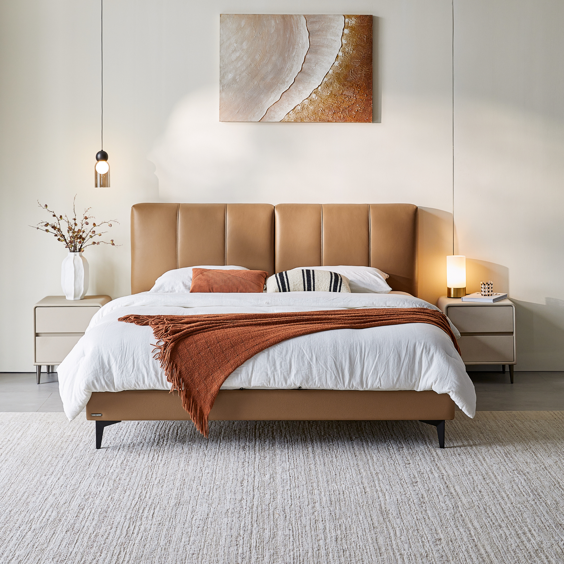 Linspire Radius Leather Bed Frame, Brown