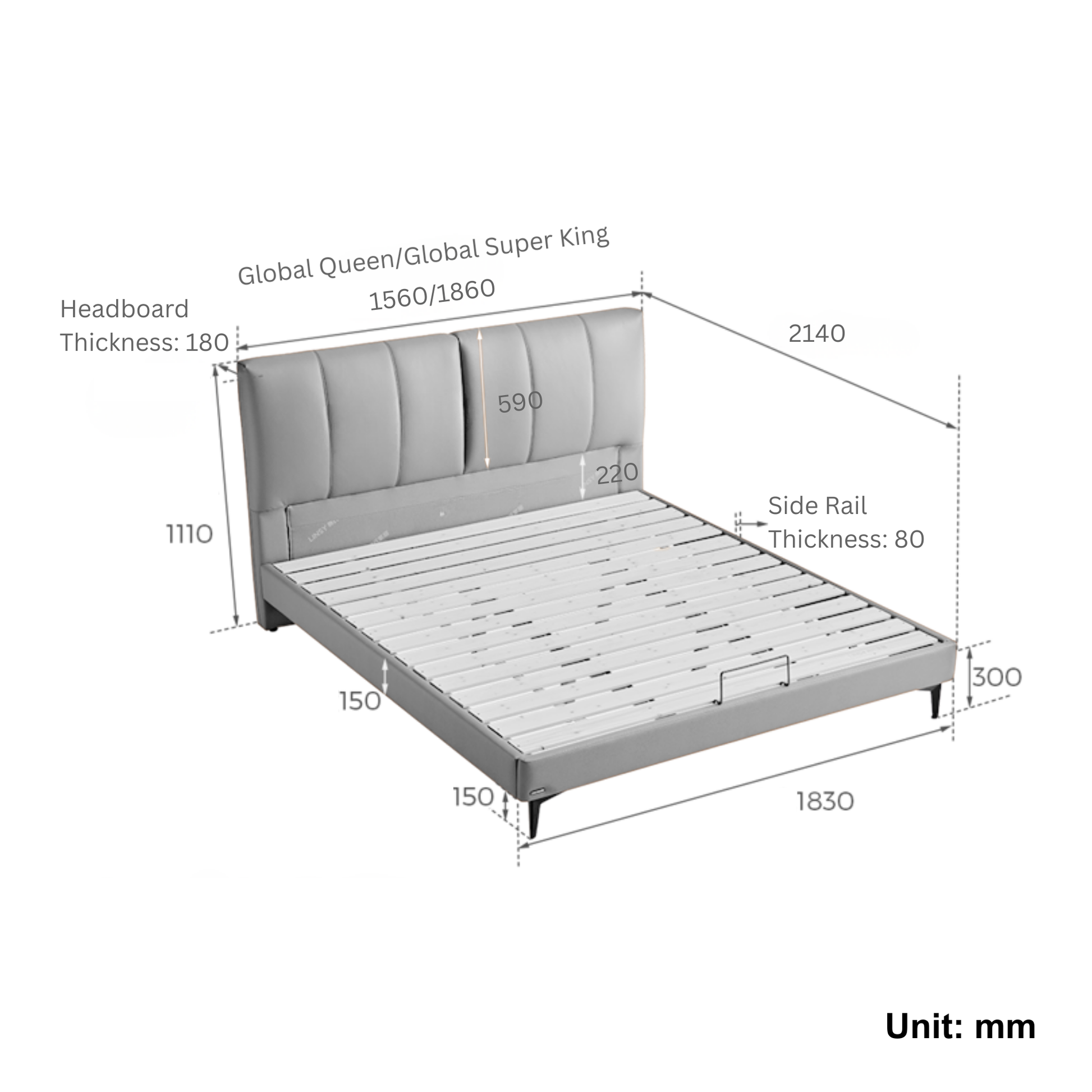 Linspire Radius Leather Bed Frame, Brown