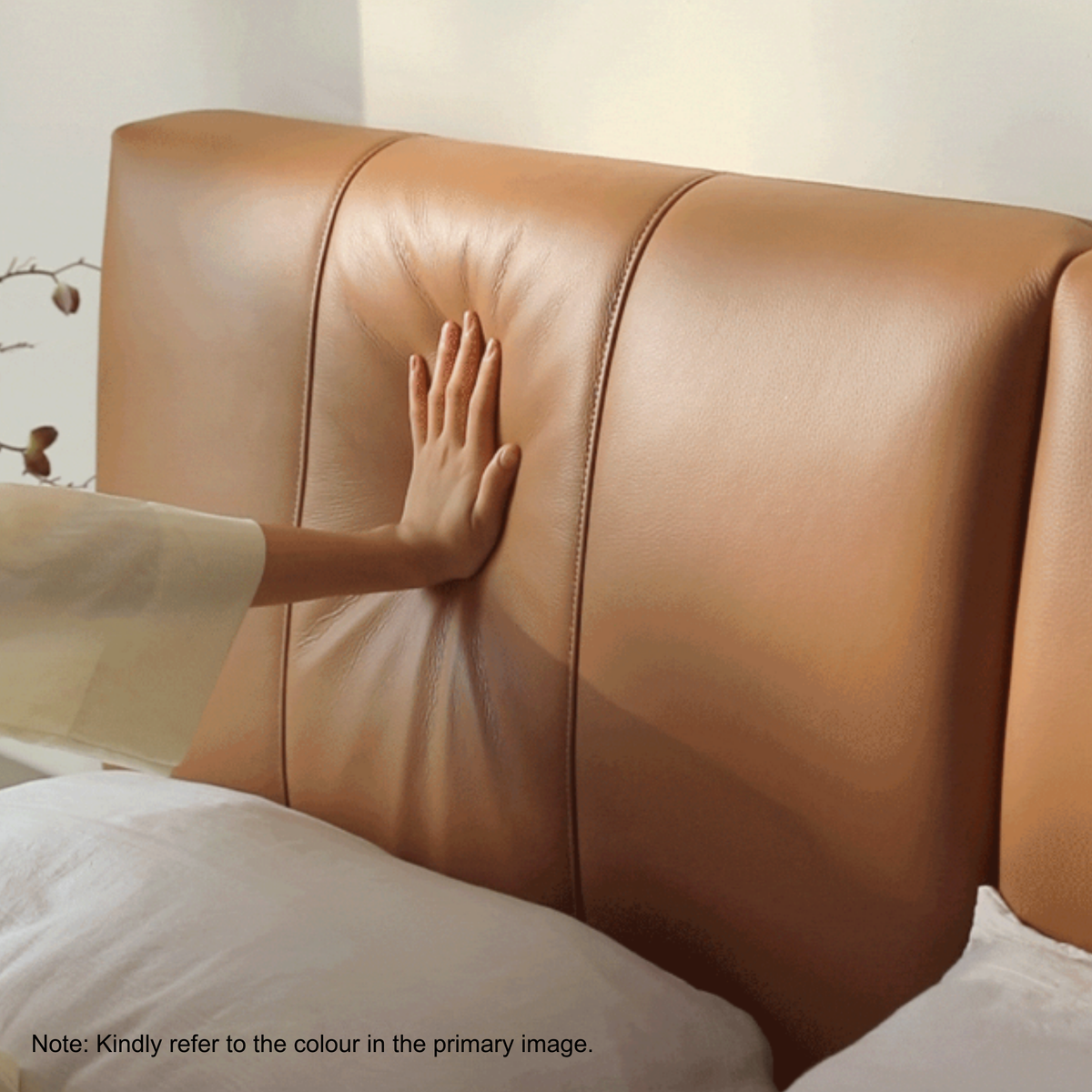 Linspire Radius Leather Bed Frame, Light Sand