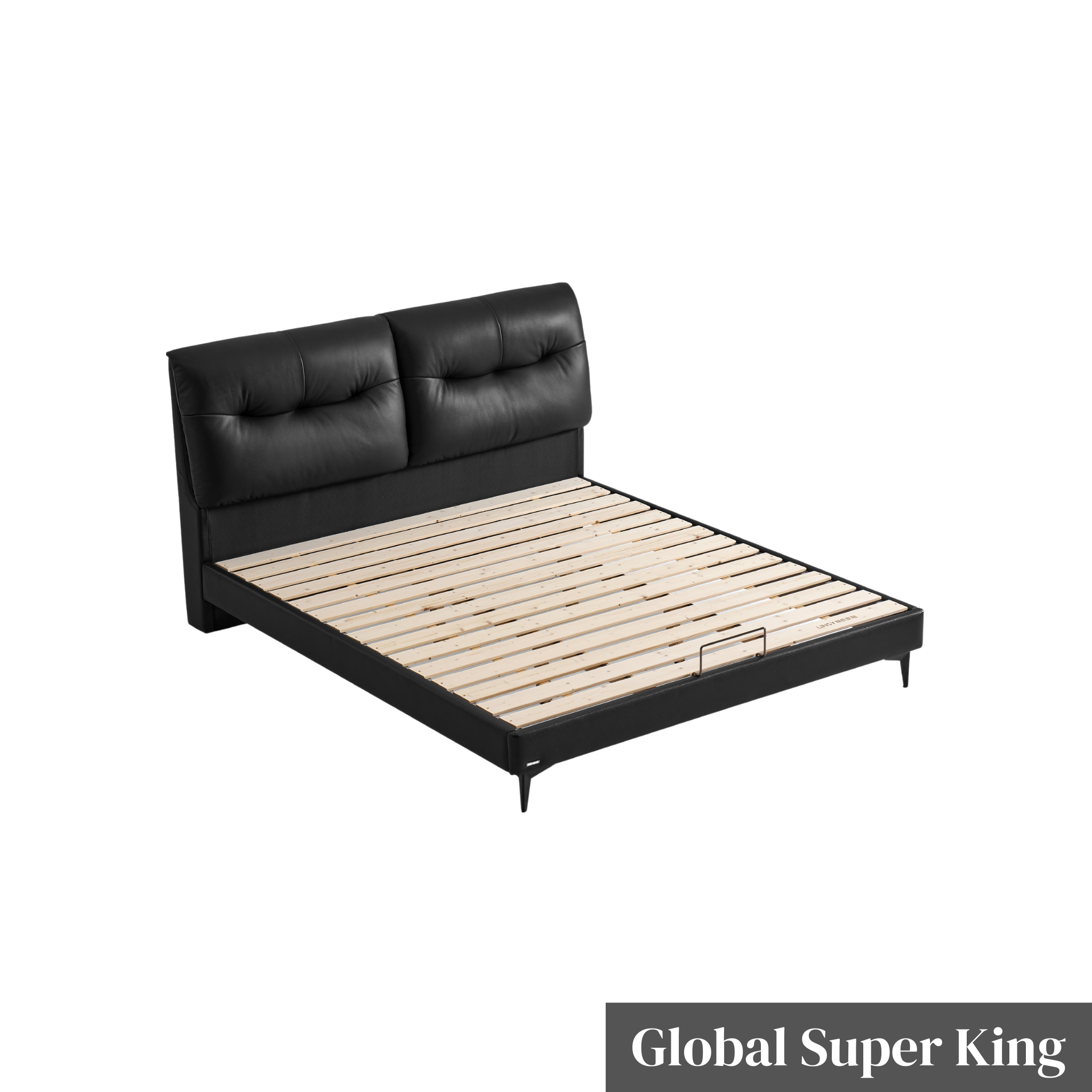 Linspire Radius Leather Dual-Cushion Headboard Bed Frame, Black