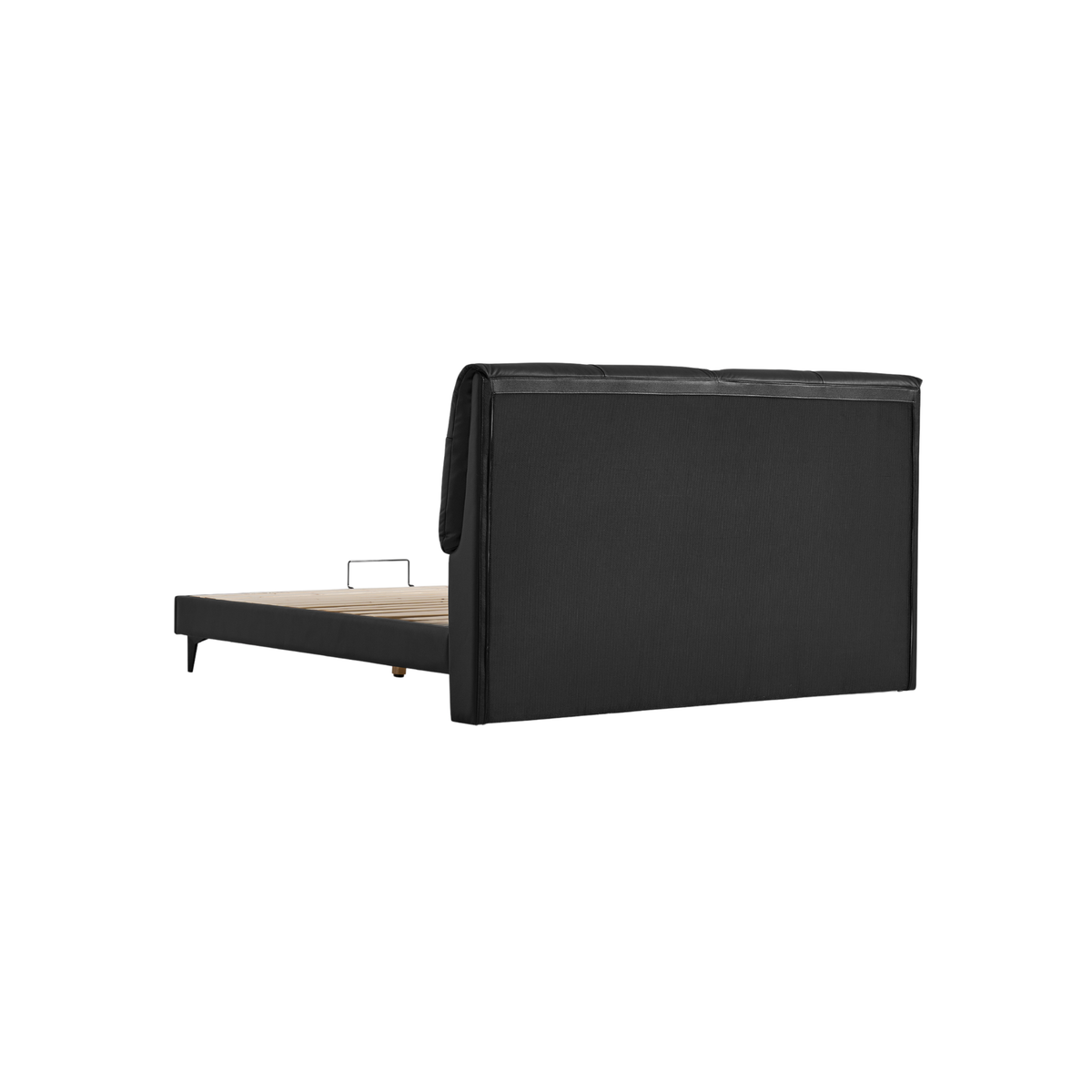 Linspire Radius Leather Dual-Cushion Headboard Bed Frame, Black
