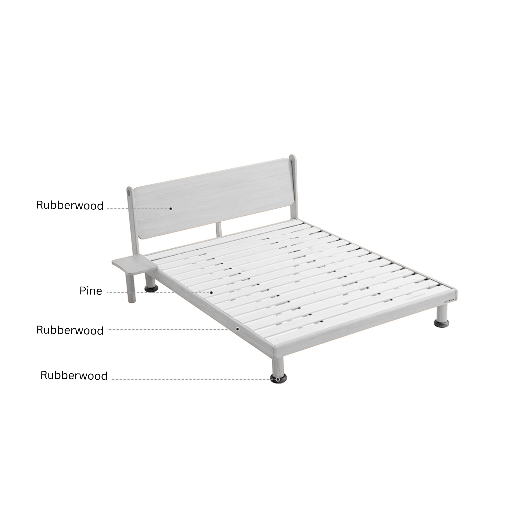 Linspire Sunny Solid Wood Kids Global Double Bed Frame with Bedside Shelf, Dark Wood