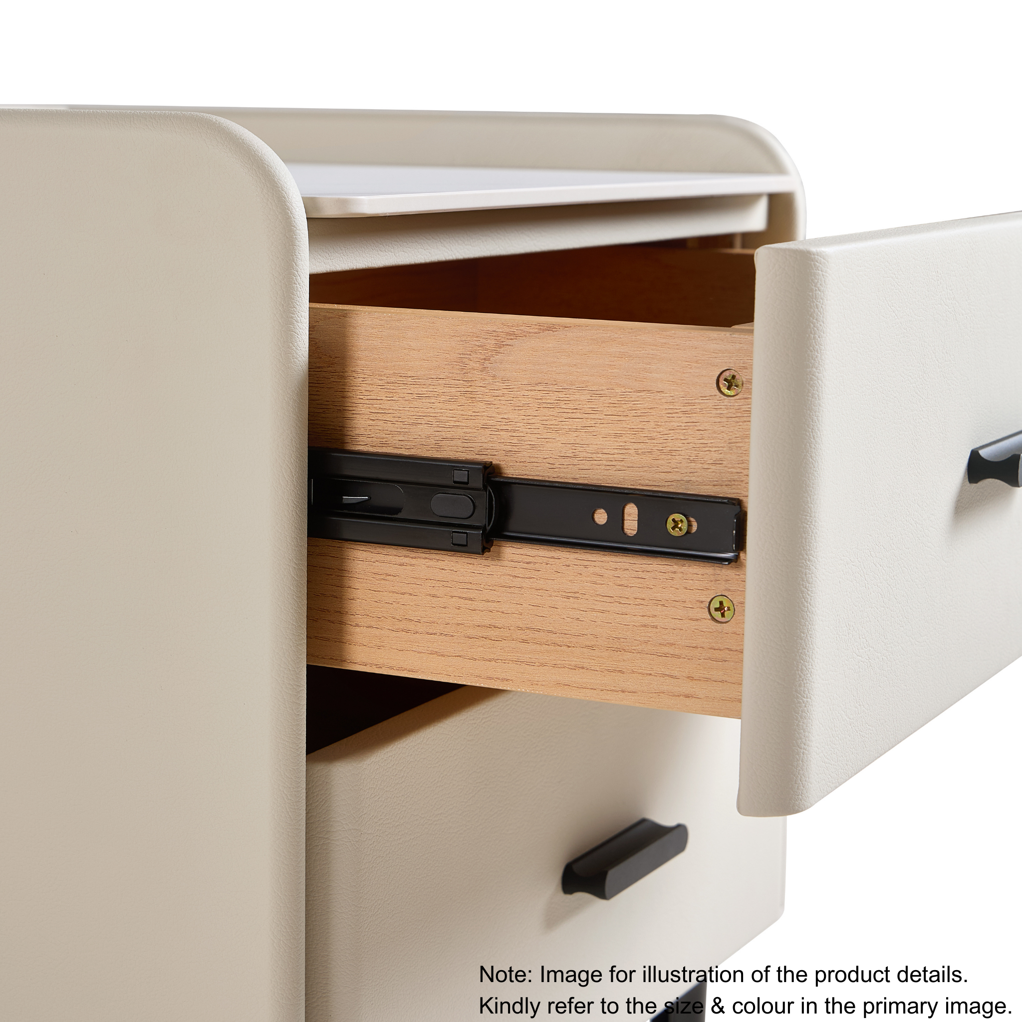 Linspire MIRAGE Leather Bedside Table with Sintered Stone Top, White