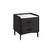 Linspire MIRAGE Leather Bedside Table with Sintered Stone Top, Black