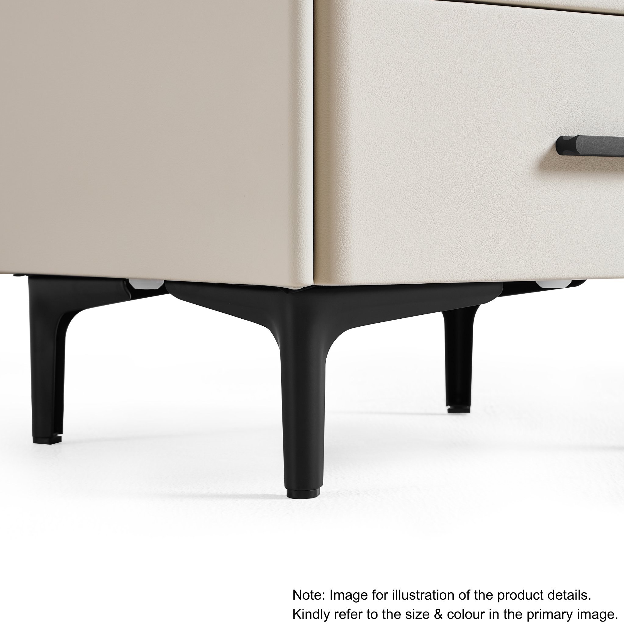 Linspire MIRAGE Leather Bedside Table with Sintered Stone Top, Black