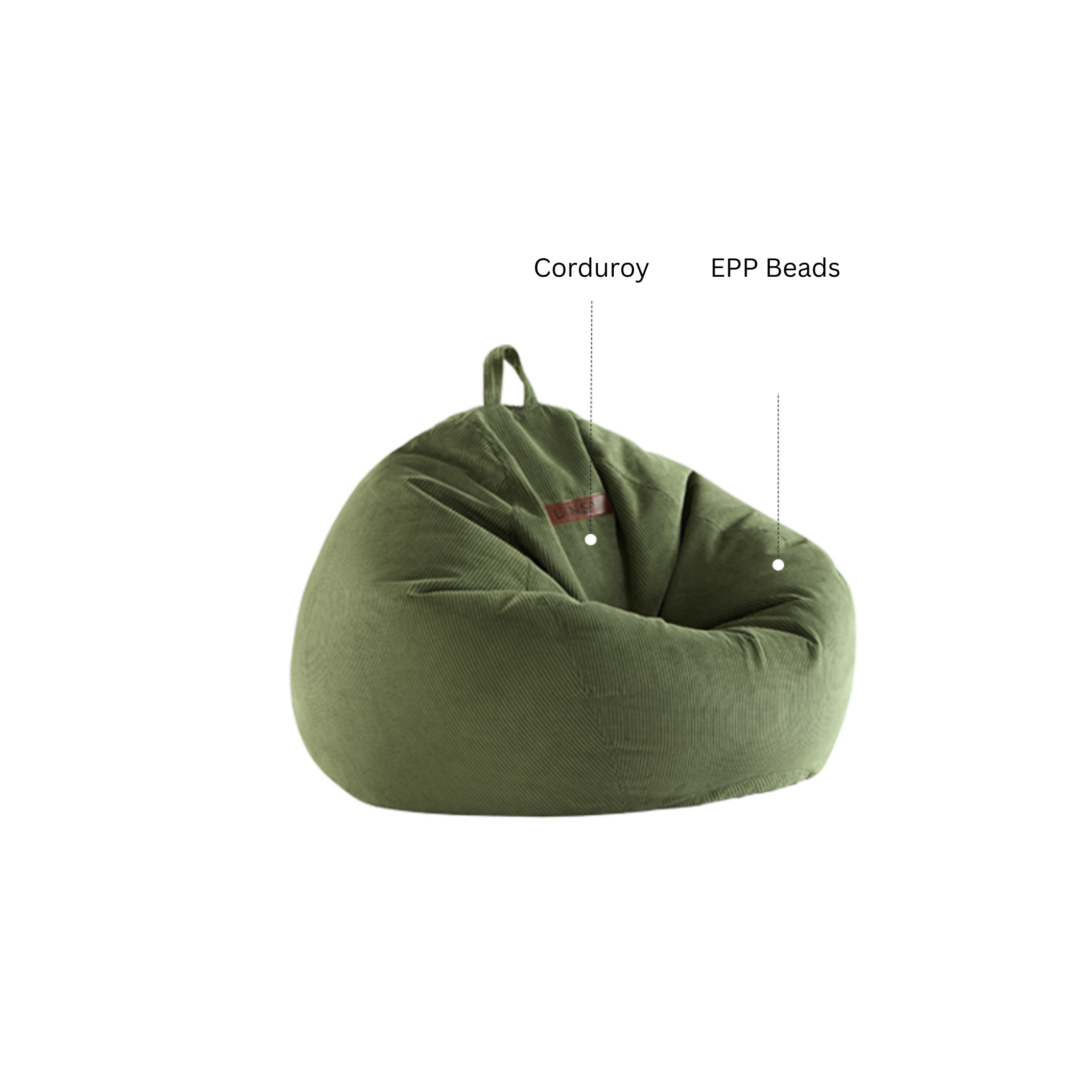 Linspire Nest Bean Bag, Corduroy, Green