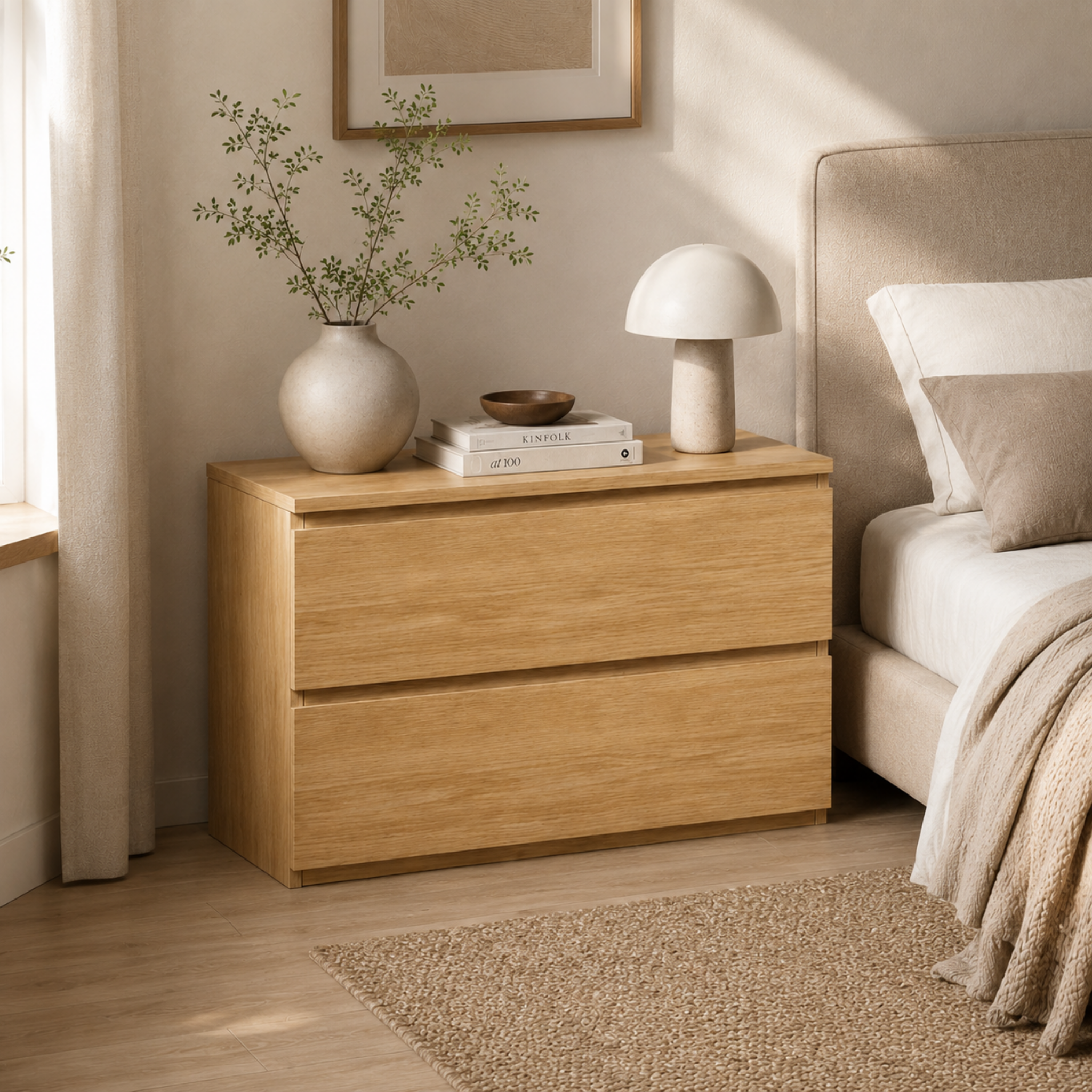 Loft Ensio Chest of 2 Drawers, Natural Wood