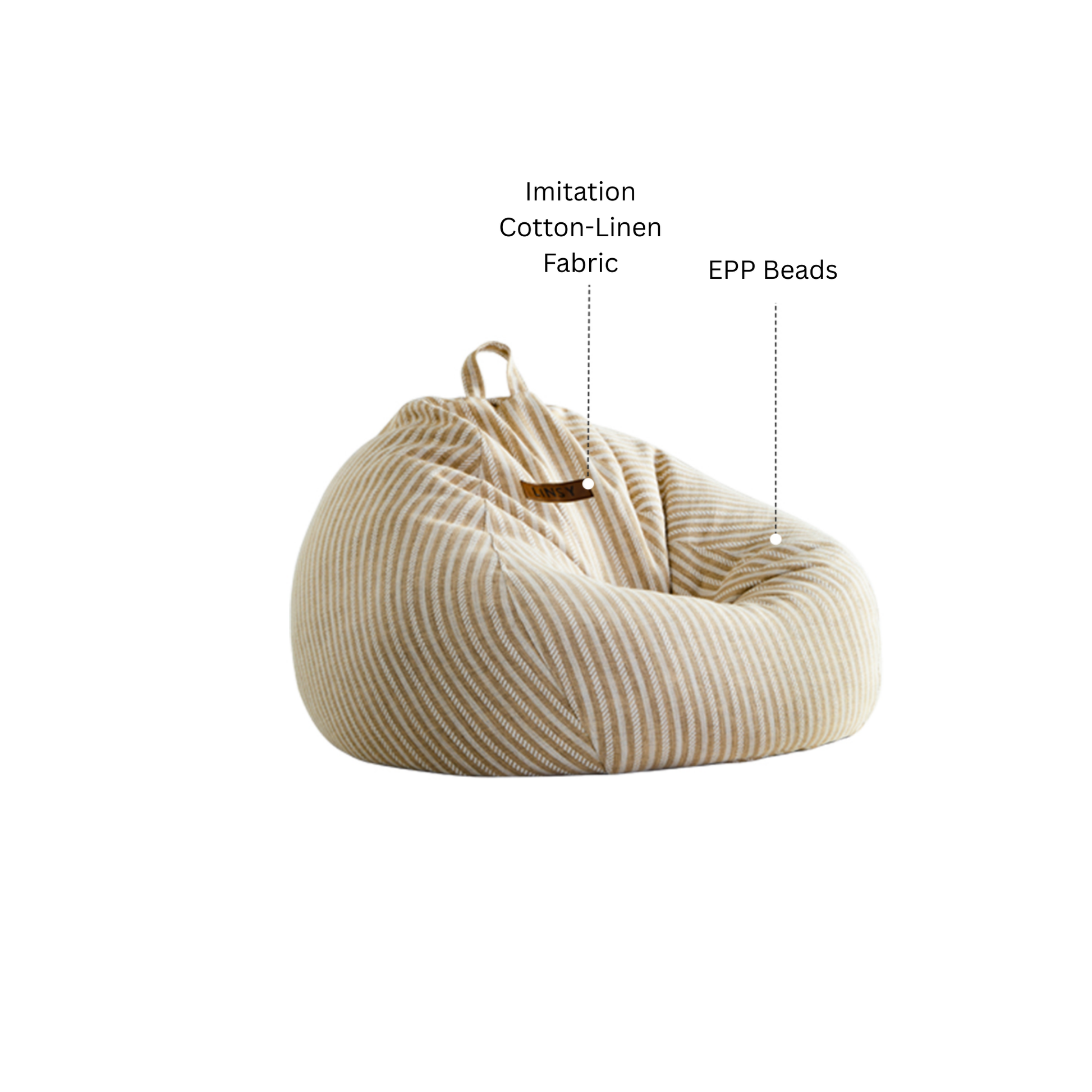 Linspire Nest Bean Bag, Fabric, White & Yellow