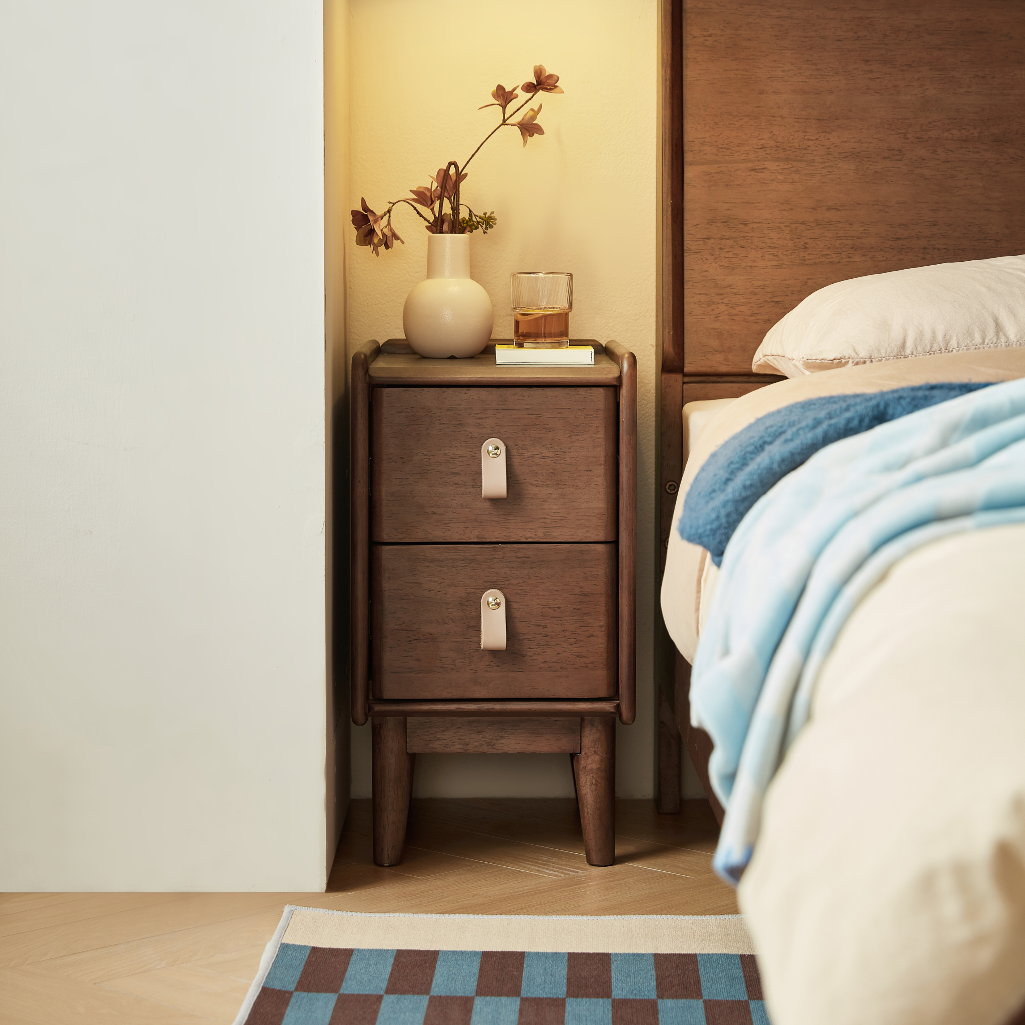 Linspire Ursula Slim Narrow Solid Wood Narrow Bedside Table