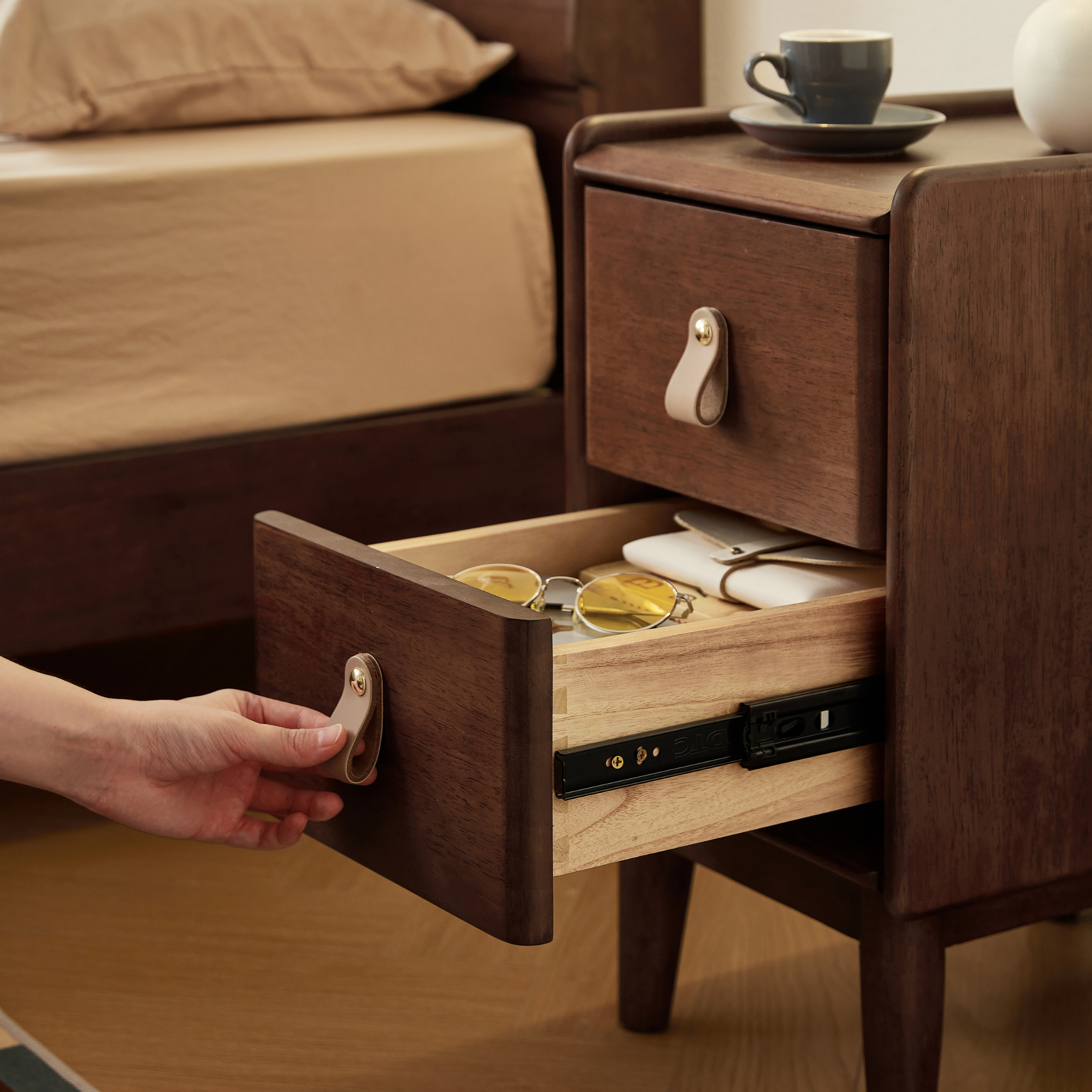 Linspire Ursula Slim Narrow Solid Wood Narrow Bedside Table