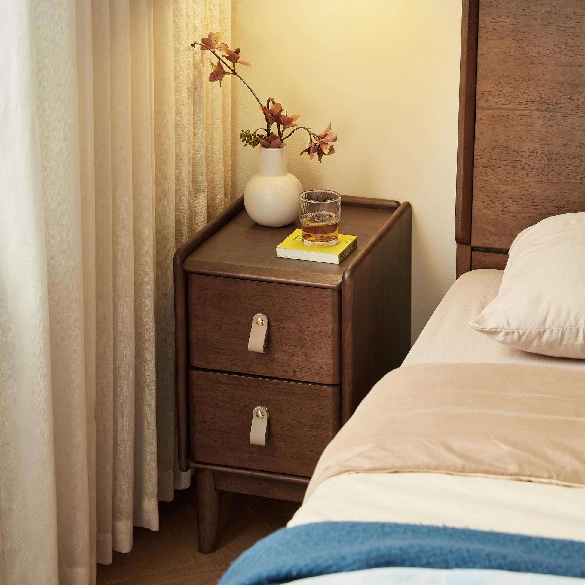 Linspire Ursula Slim Narrow Solid Wood Narrow Bedside Table