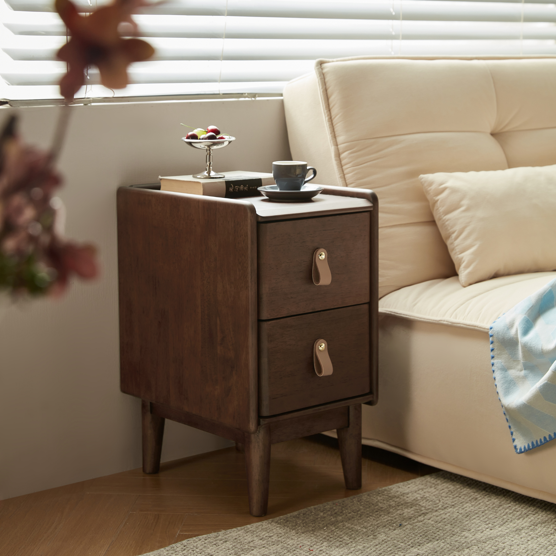 Linspire Ursula Slim Narrow Solid Wood Narrow Bedside Table