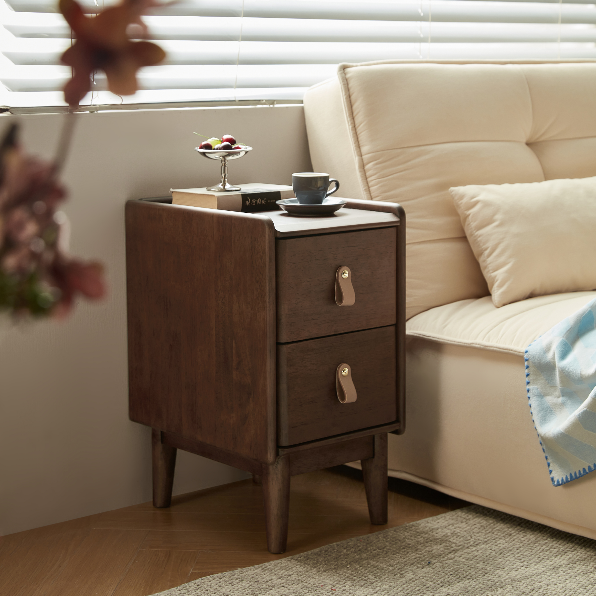Linspire Ursula Slim Narrow Solid Wood Narrow Bedside Table