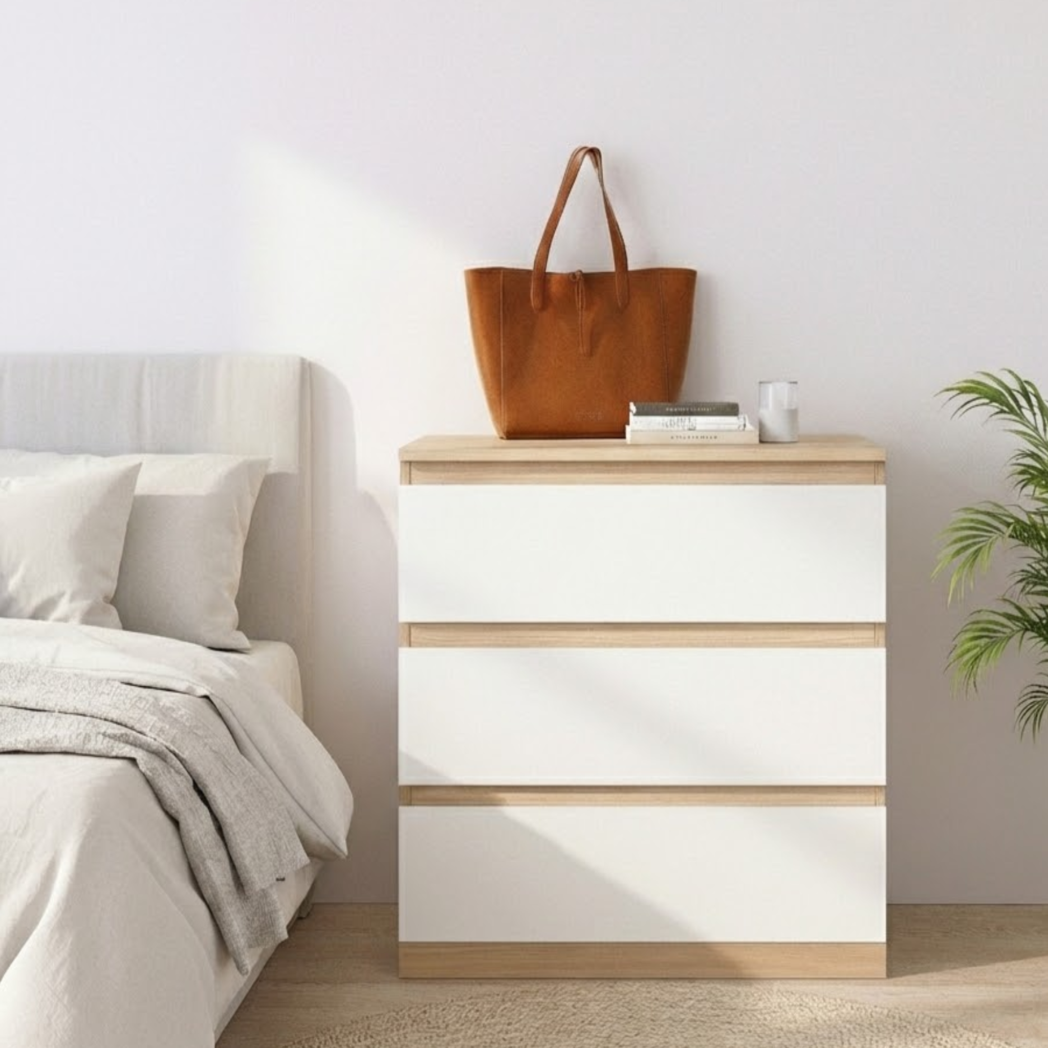 Loft Ensio Chest of 3 drawers, White & Natural Wood