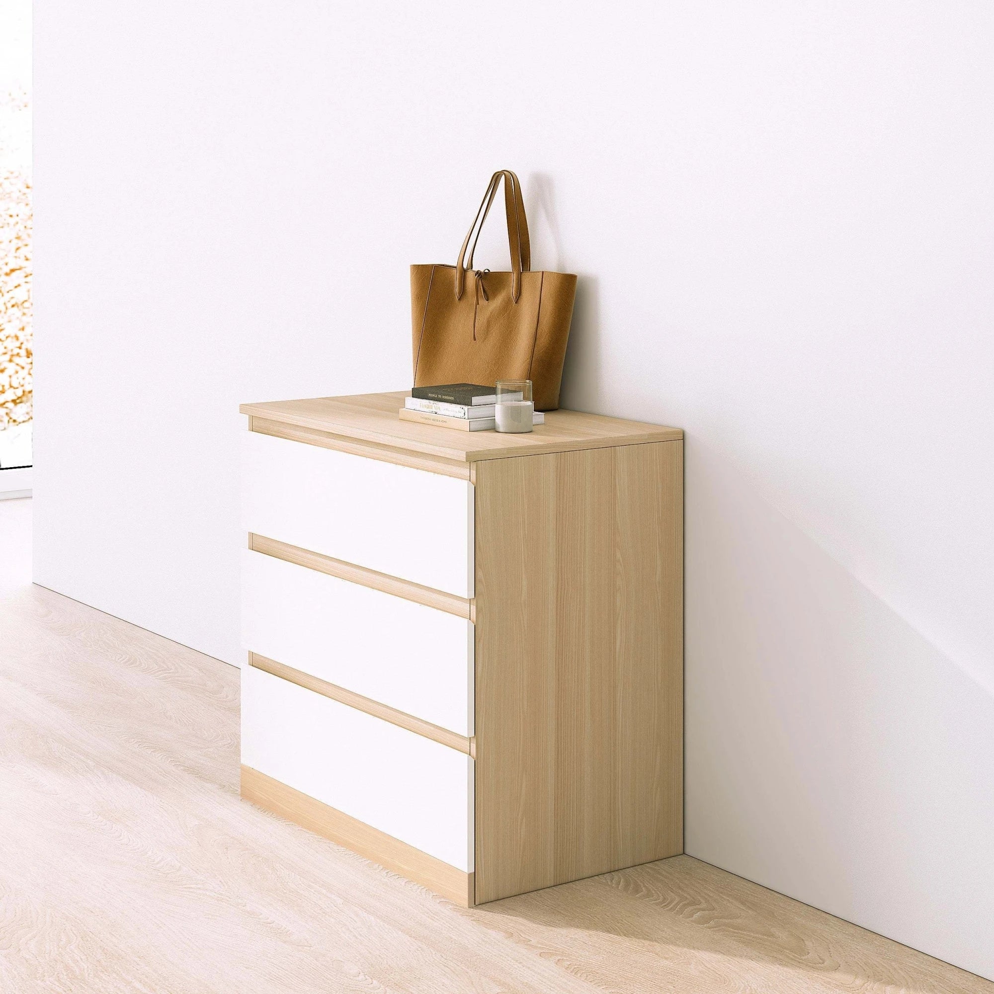 Loft Ensio Chest of 3 drawers, White & Natural Wood