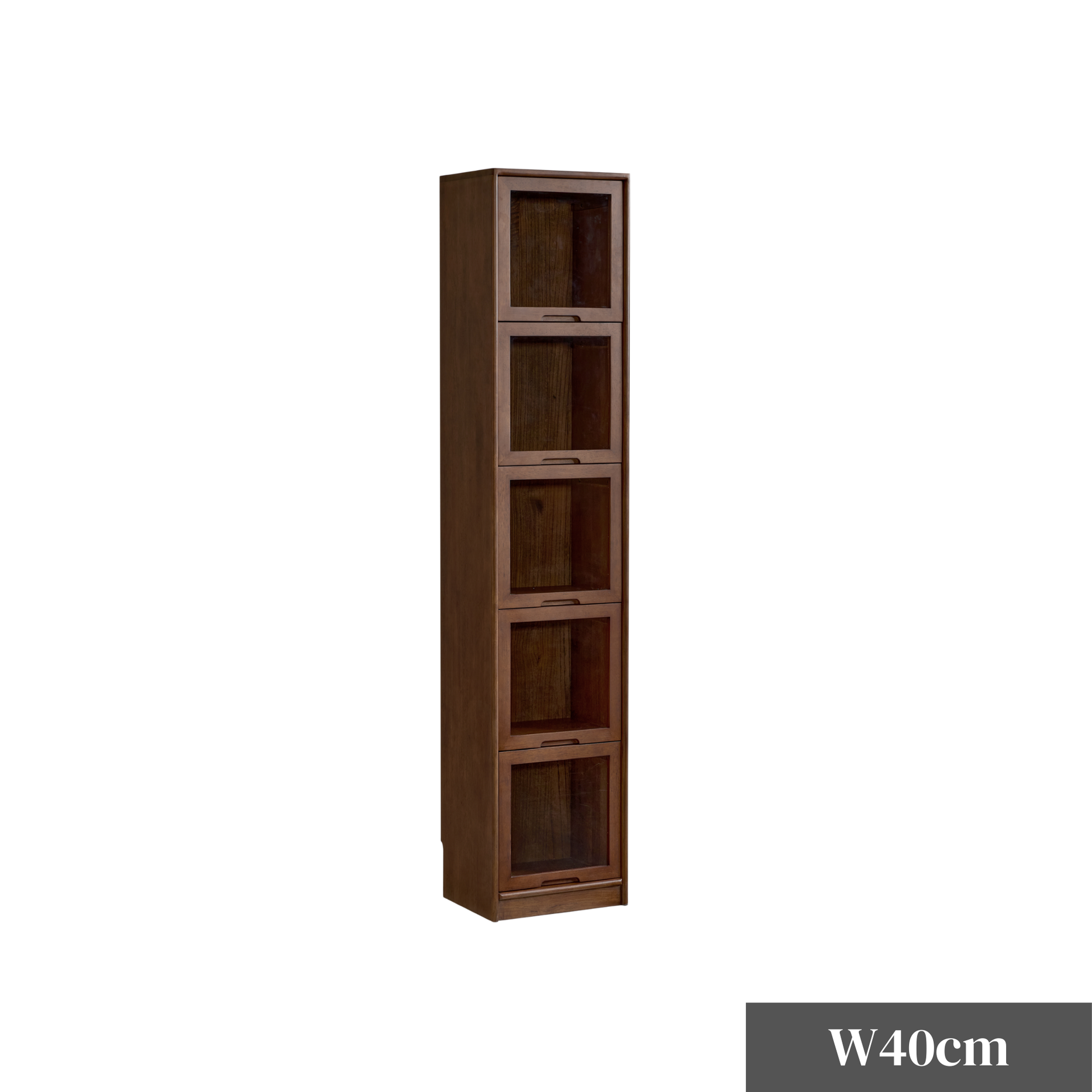 Linspire Ursula Slim Narrow Solid Wood Bookcase with Flip Doors, W40cm