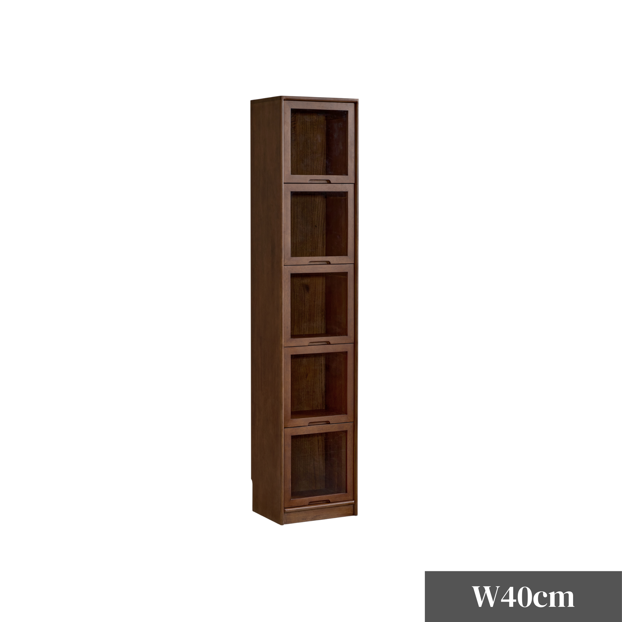 Linspire Ursula Slim Narrow Solid Wood Bookcase with Flip Doors, W40cm