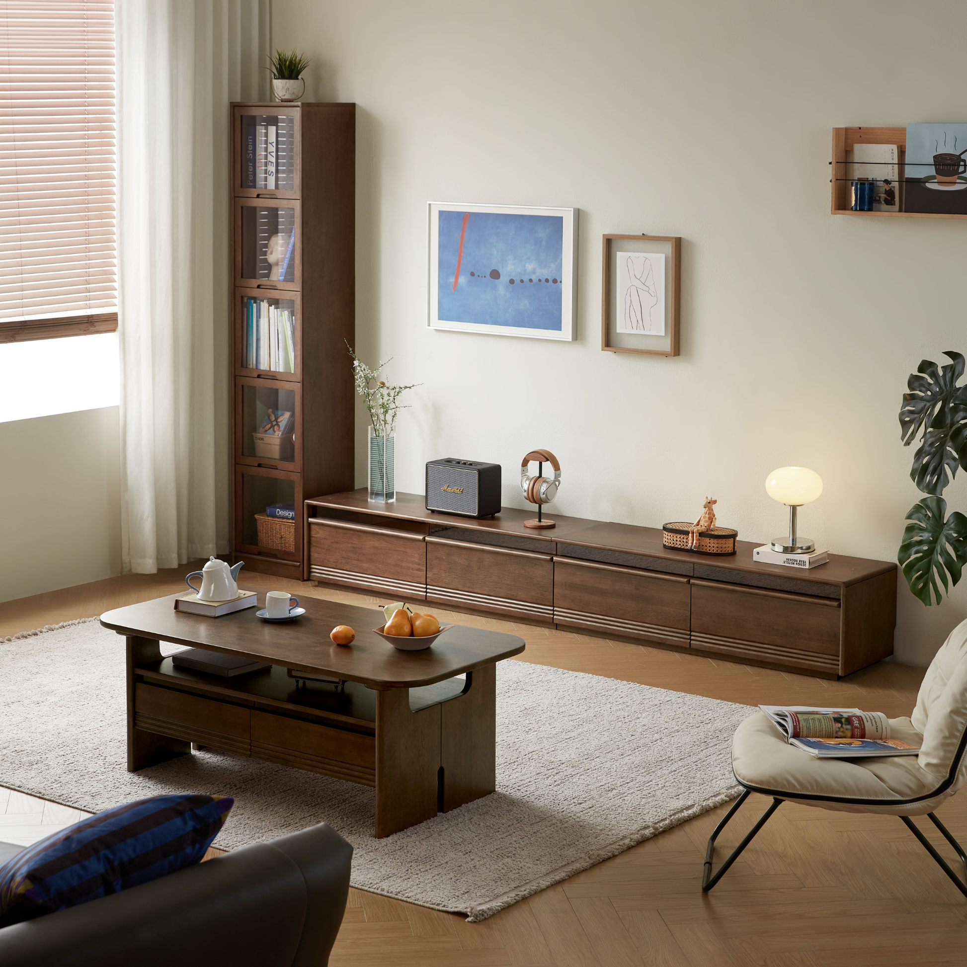 Linspire Ursula Slim Narrow Solid Wood Bookcase with Flip Doors, W40cm