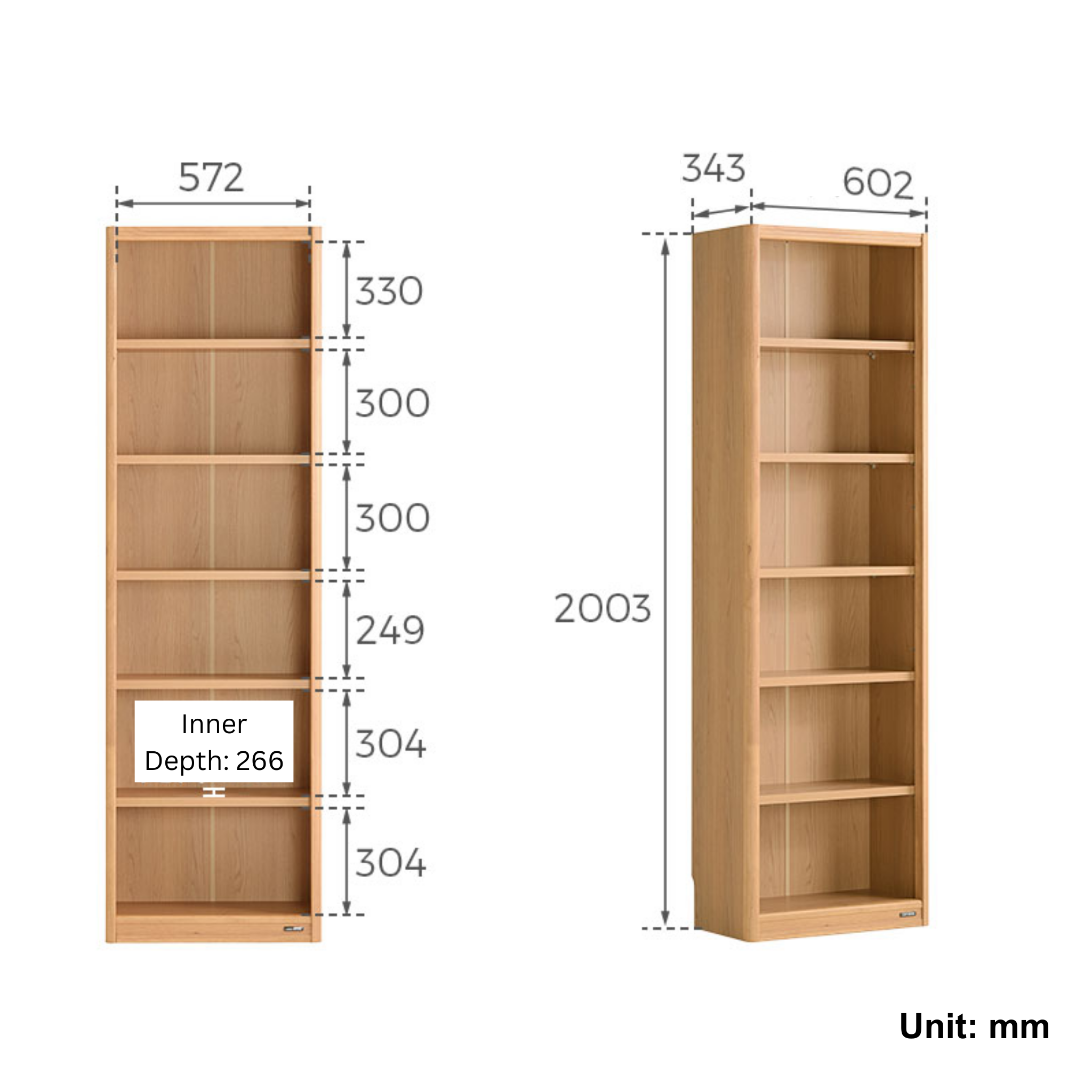 Linspire Aalto Bookcase, Natural Wood