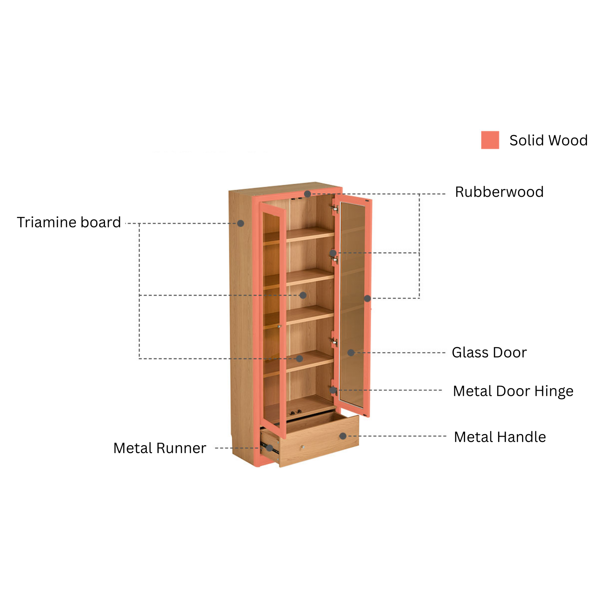 Linspire Aalto Display Cabinet, Natural Wood