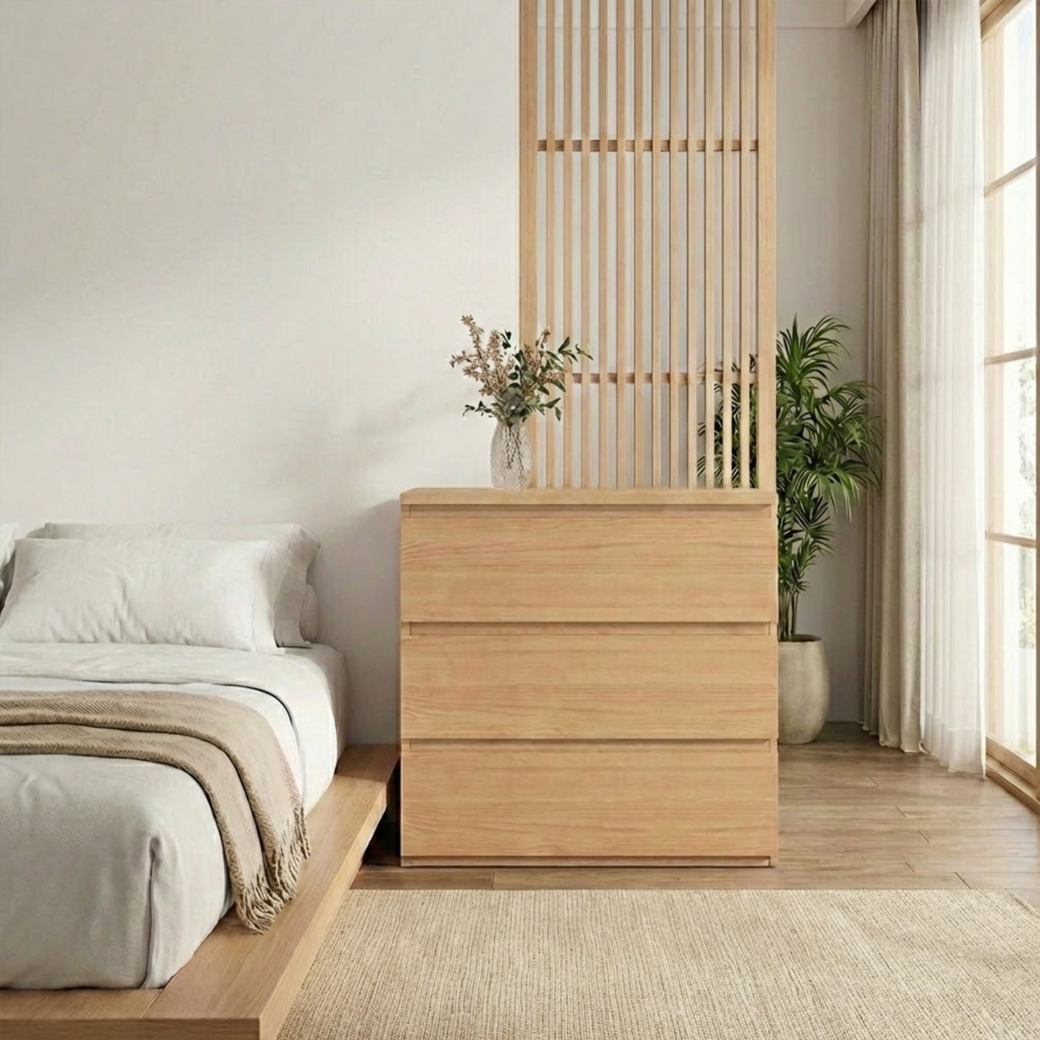 Loft Ensio Chest of 3 Drawers, Natural Wood