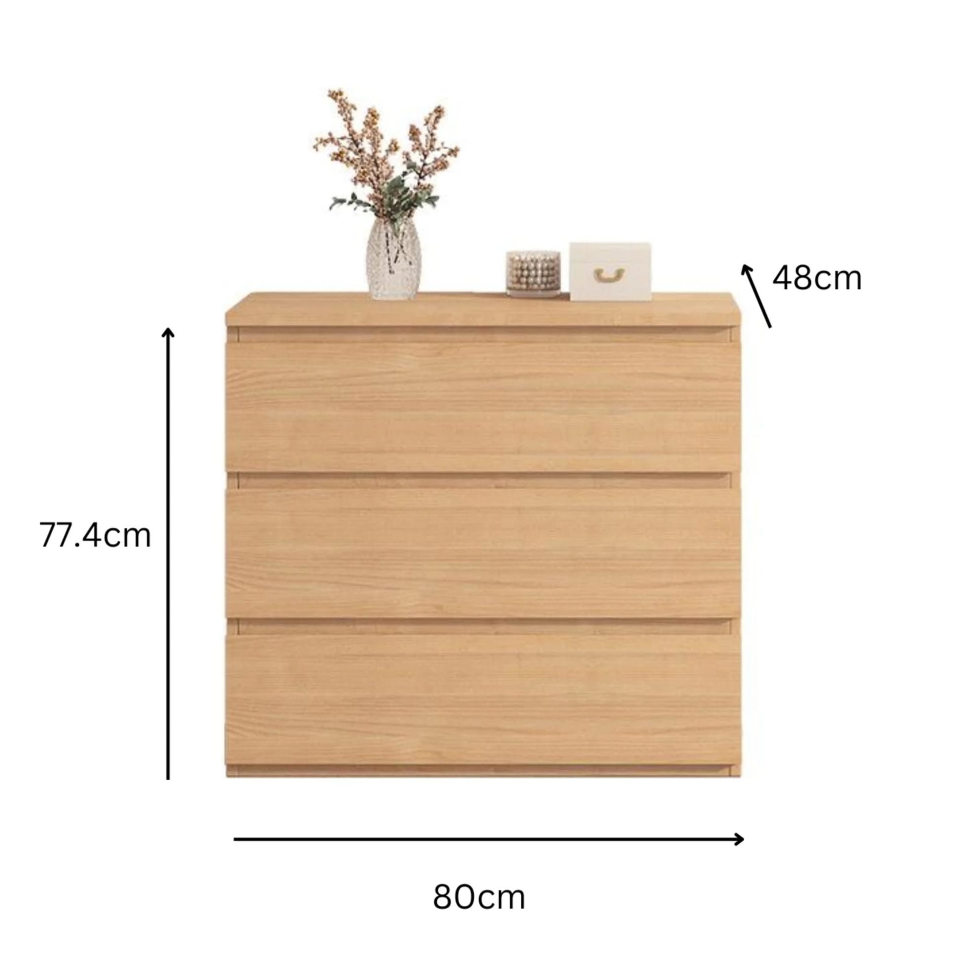 Loft Ensio Chest of 3 Drawers, Natural Wood