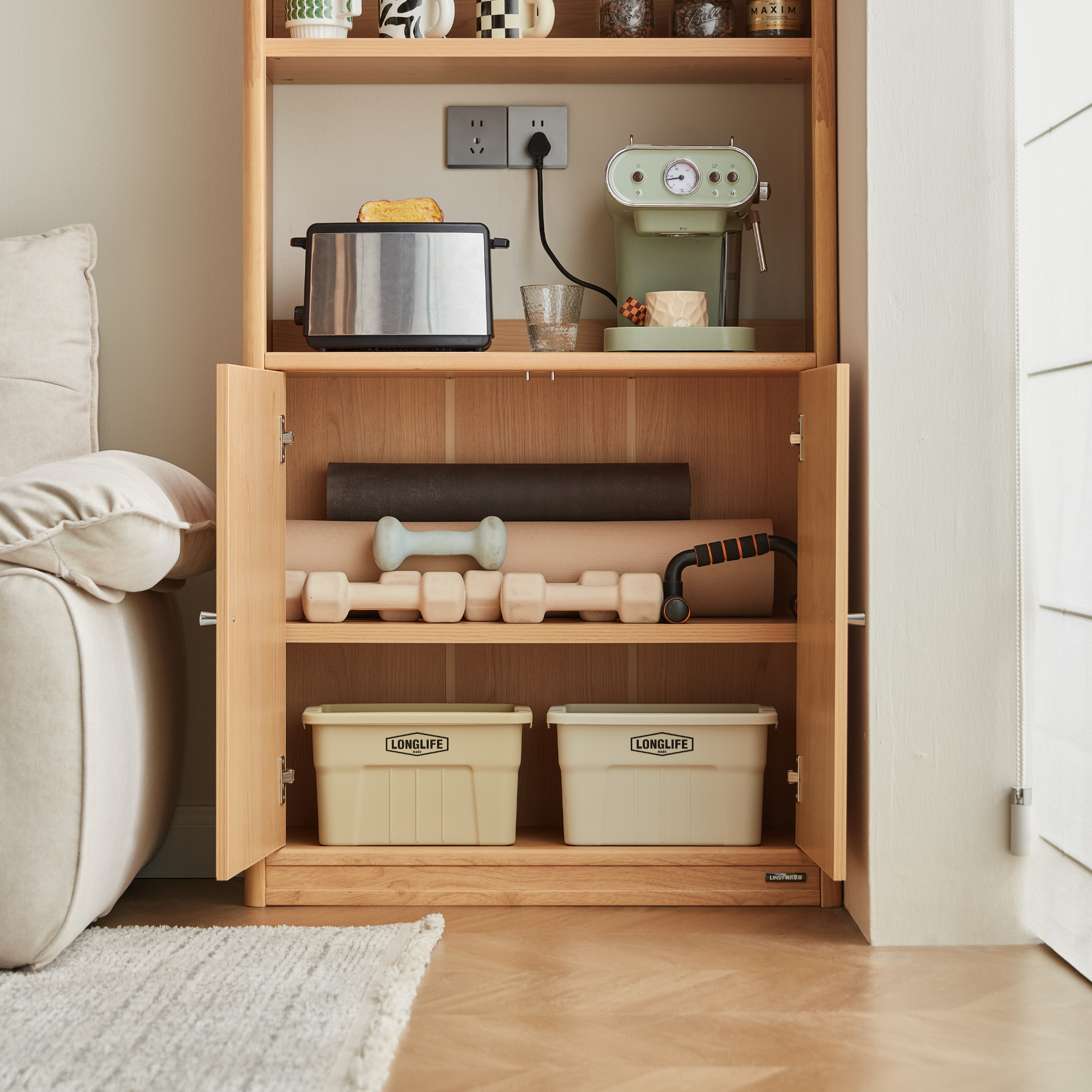 Linspire Aalto Tall Cabinet, Natural Wood