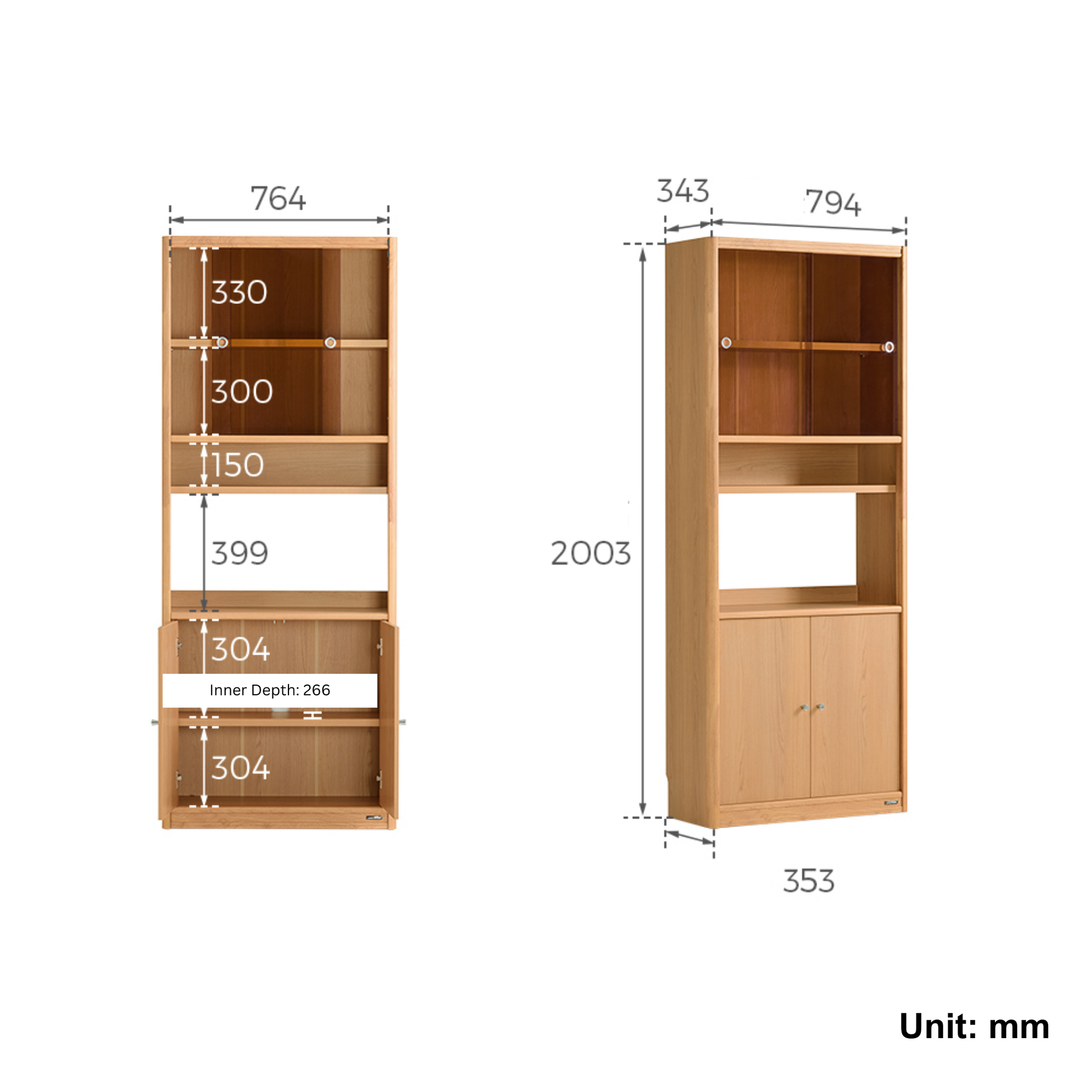Linspire Aalto Tall Cabinet, Natural Wood