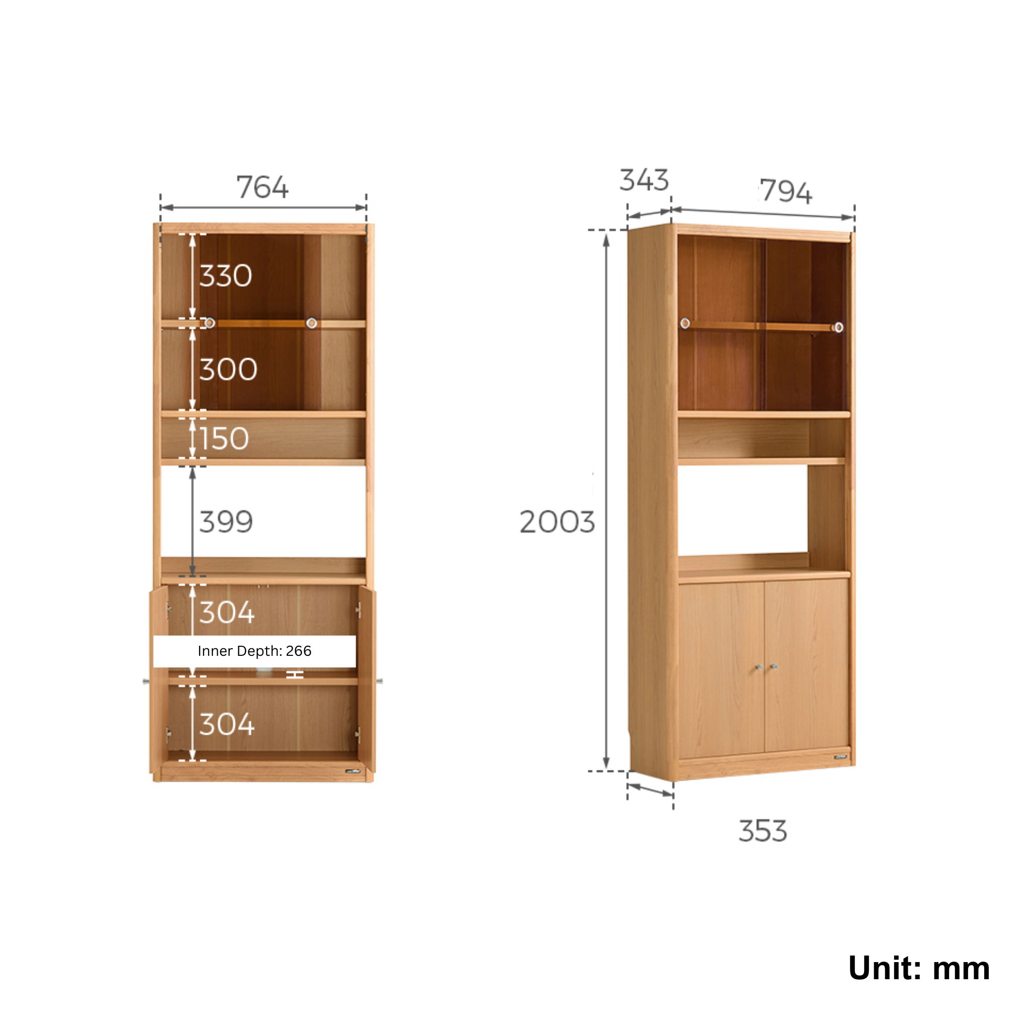 Linspire Aalto Tall Cabinet, Natural Wood