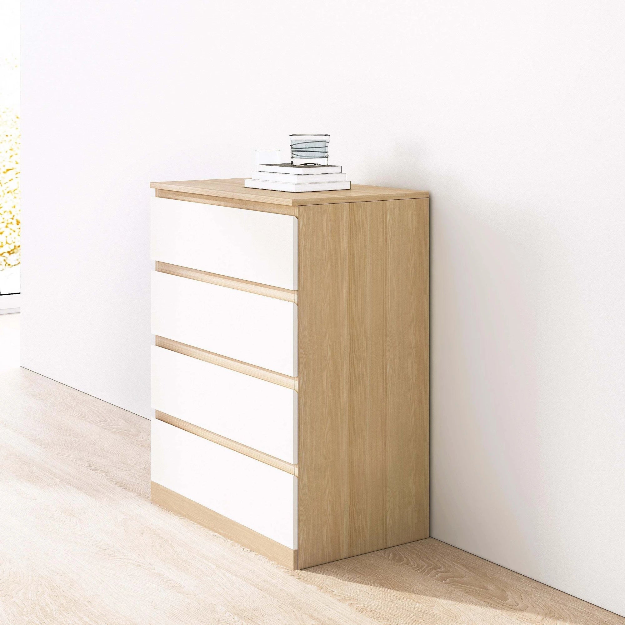 Loft Ensio Chest of 4 drawers, White & Natural Wood