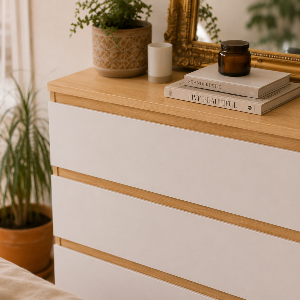 Loft Ensio Chest of 4 drawers, White & Natural Wood